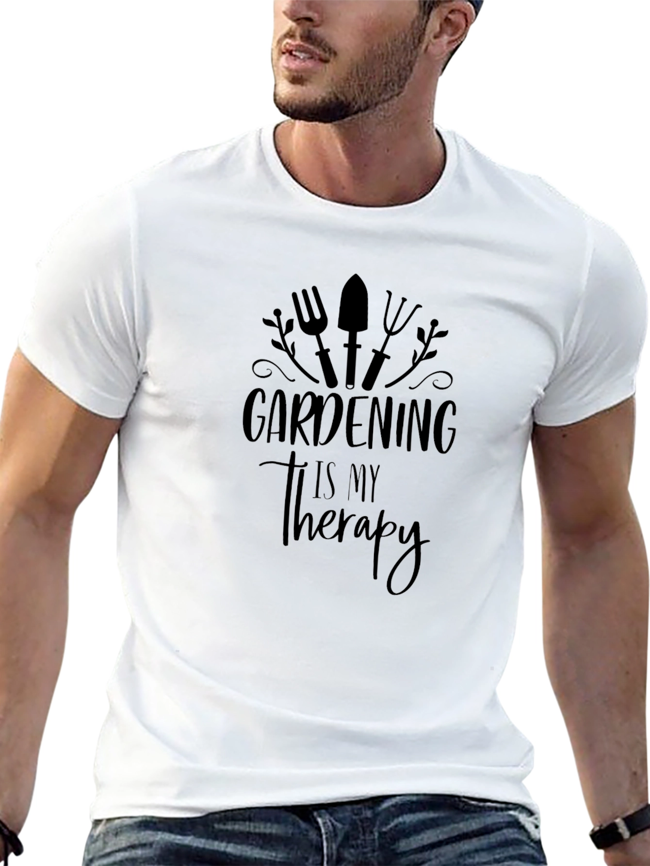 Gardening Therapy Black T-Shirt