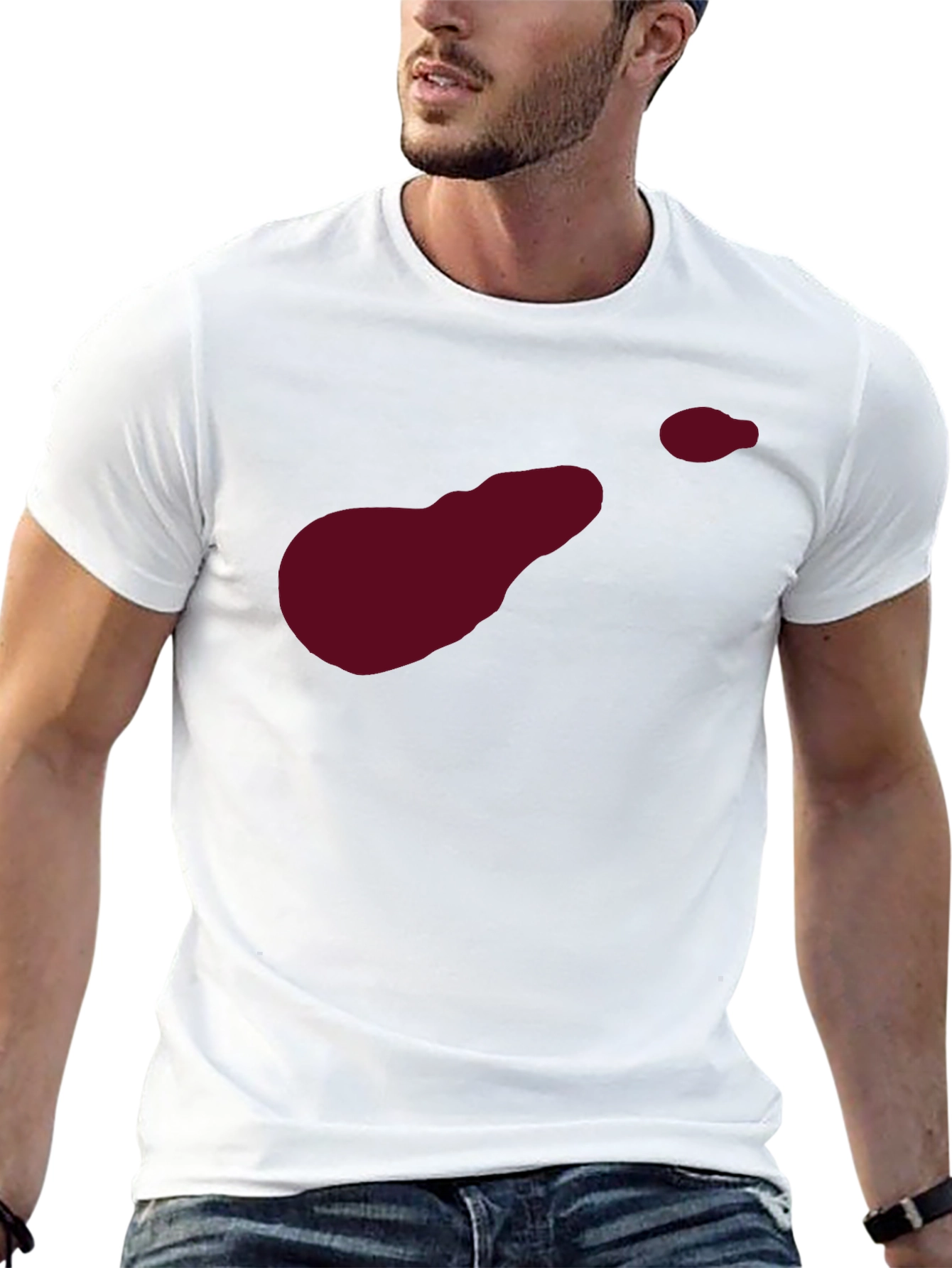 Abstract Burgundy Graphic Print Black Tee