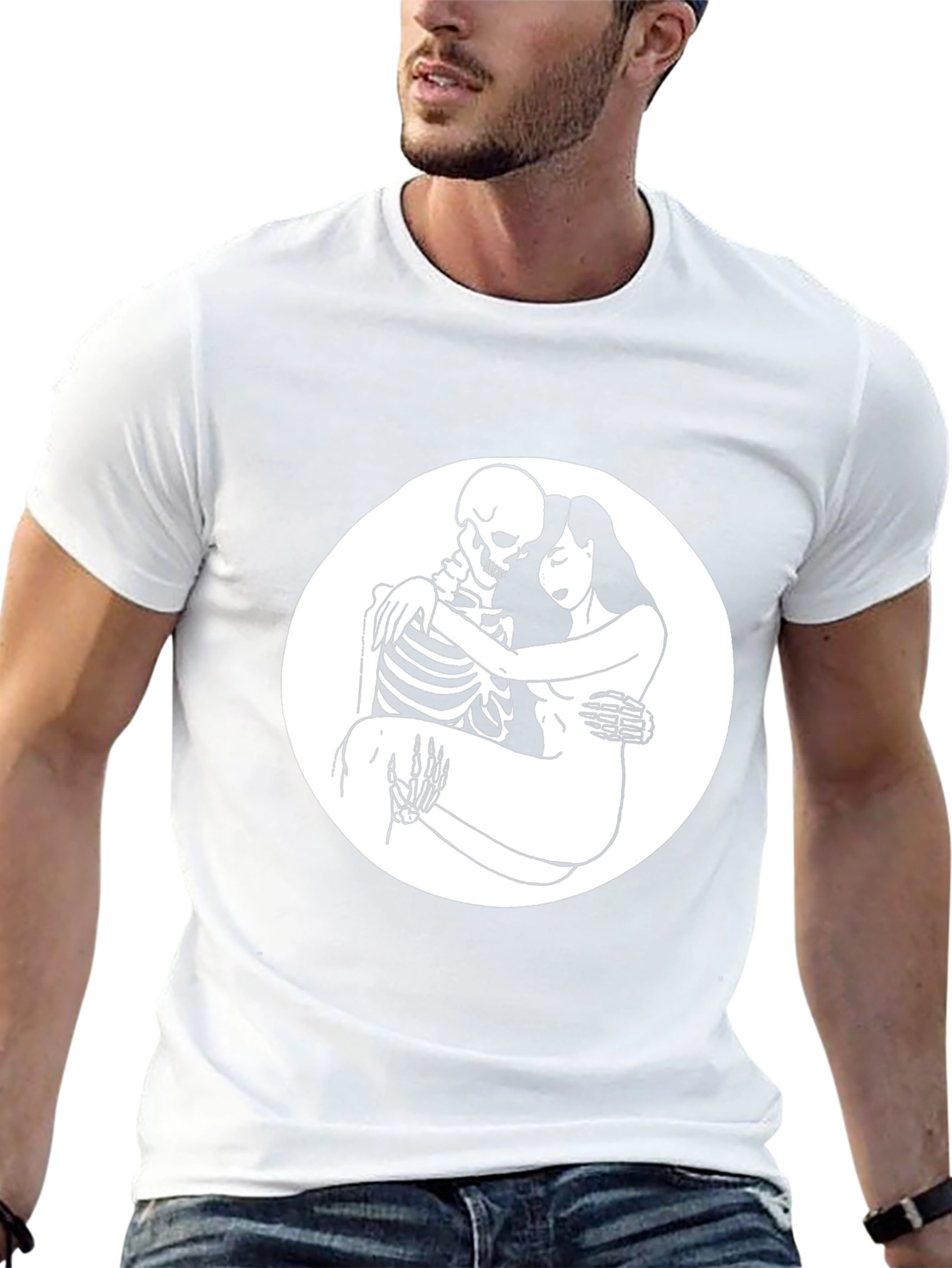 Embrace the Afterlife: Skeleton & Woman Graphic Tee