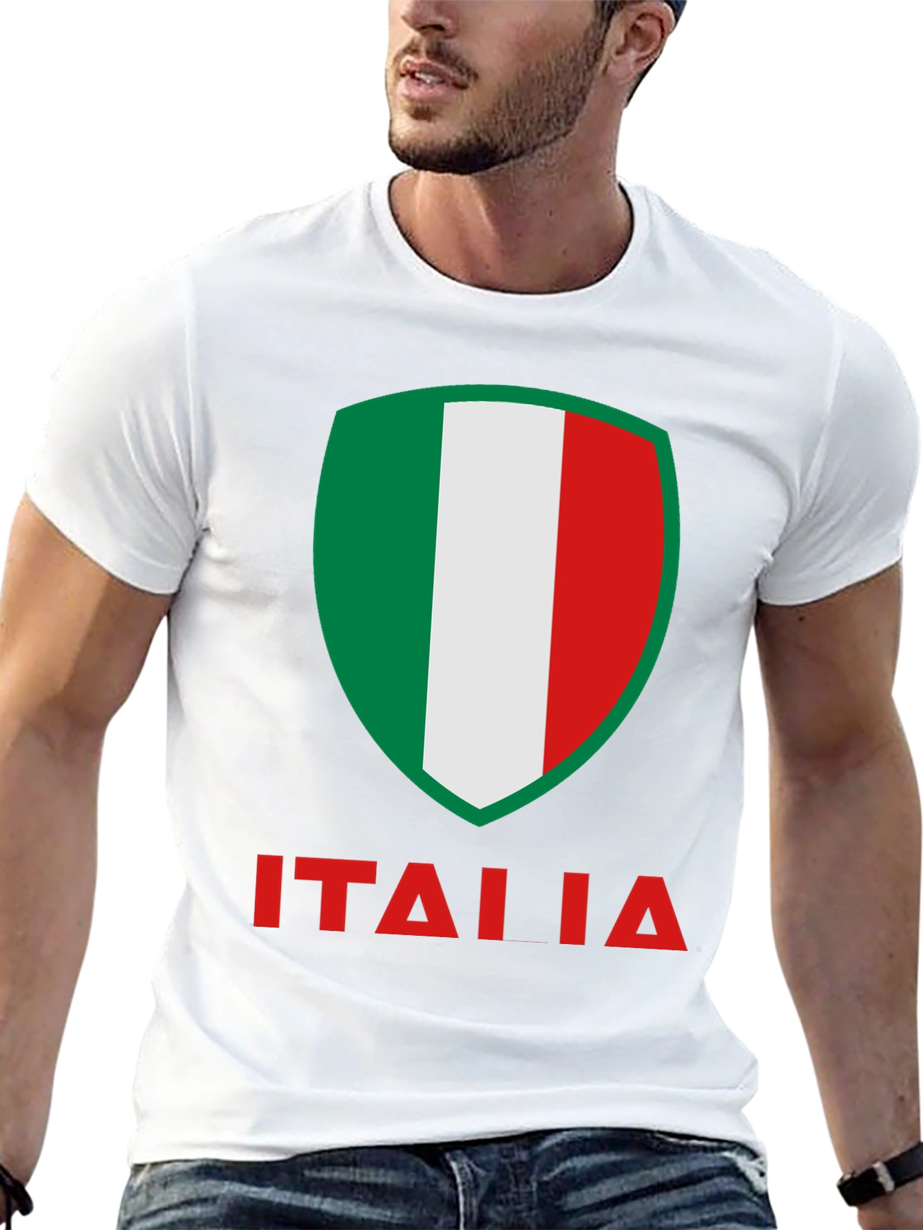 Italia Flag Shield Graphic T-Shirt - Black