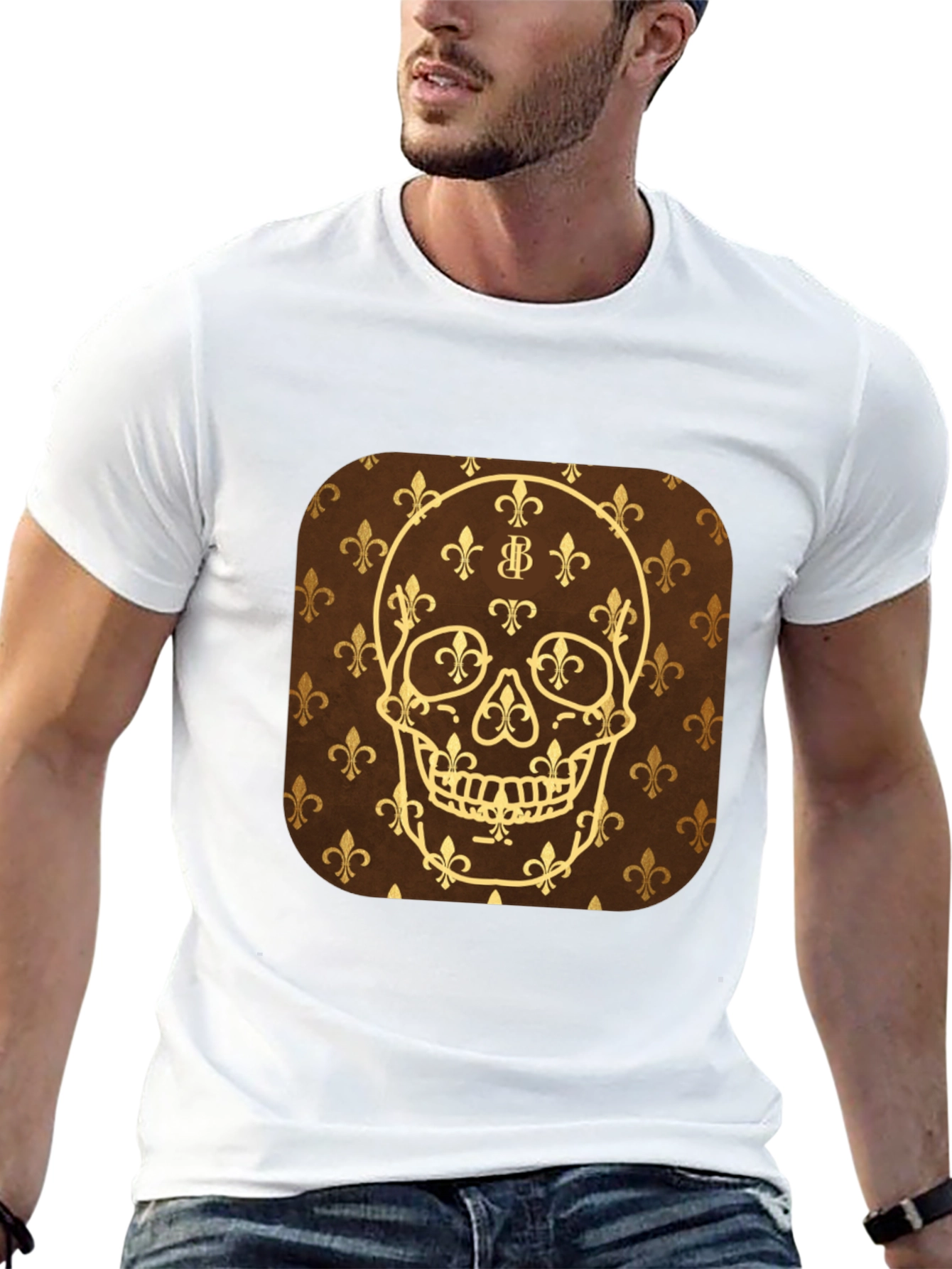 Skull Fleur-de-lis Graphic T-Shirt - Mens Black Tee