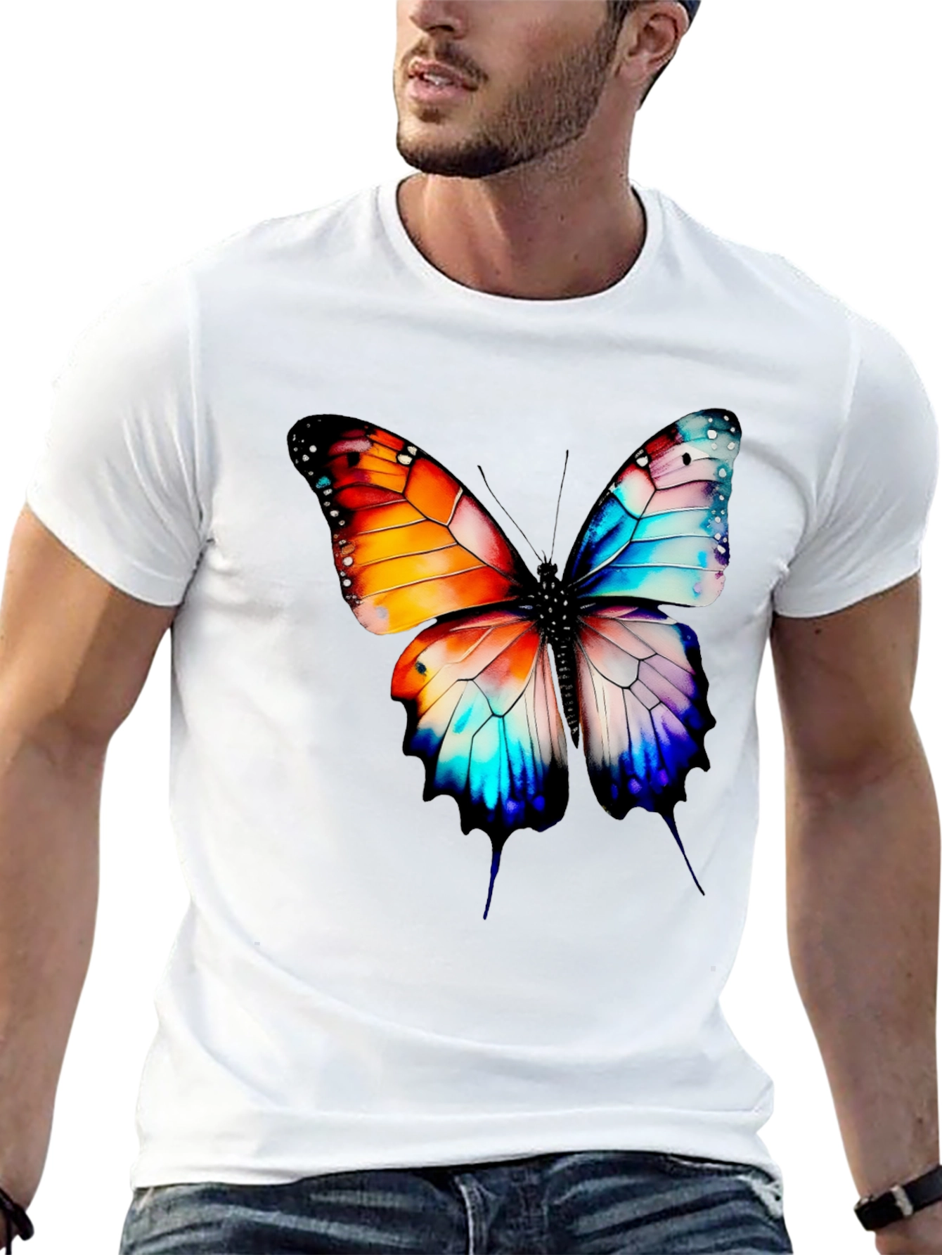 Butterfly Graphic Print Black T-Shirt