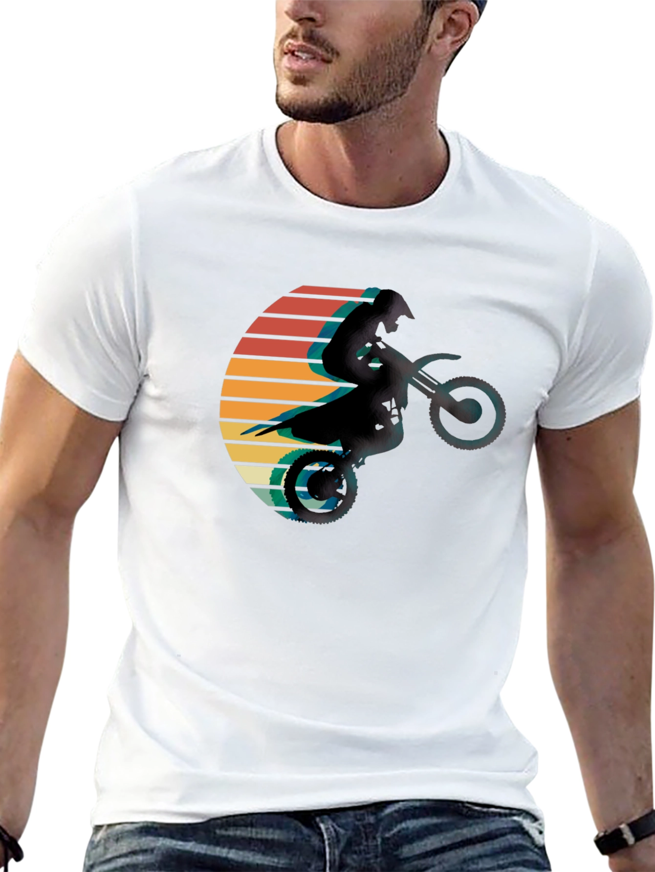 Retro Motocross Sunset Graphic Tee
