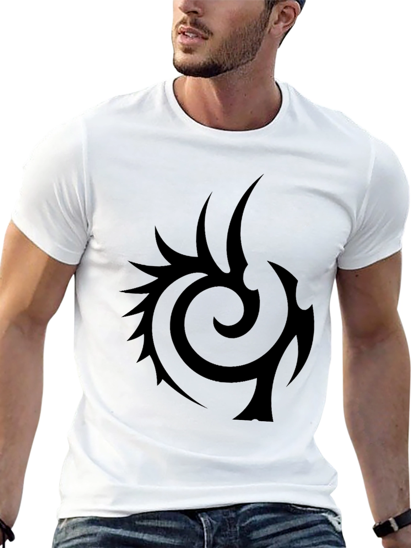 Mens Black T-Shirt with Tribal Design