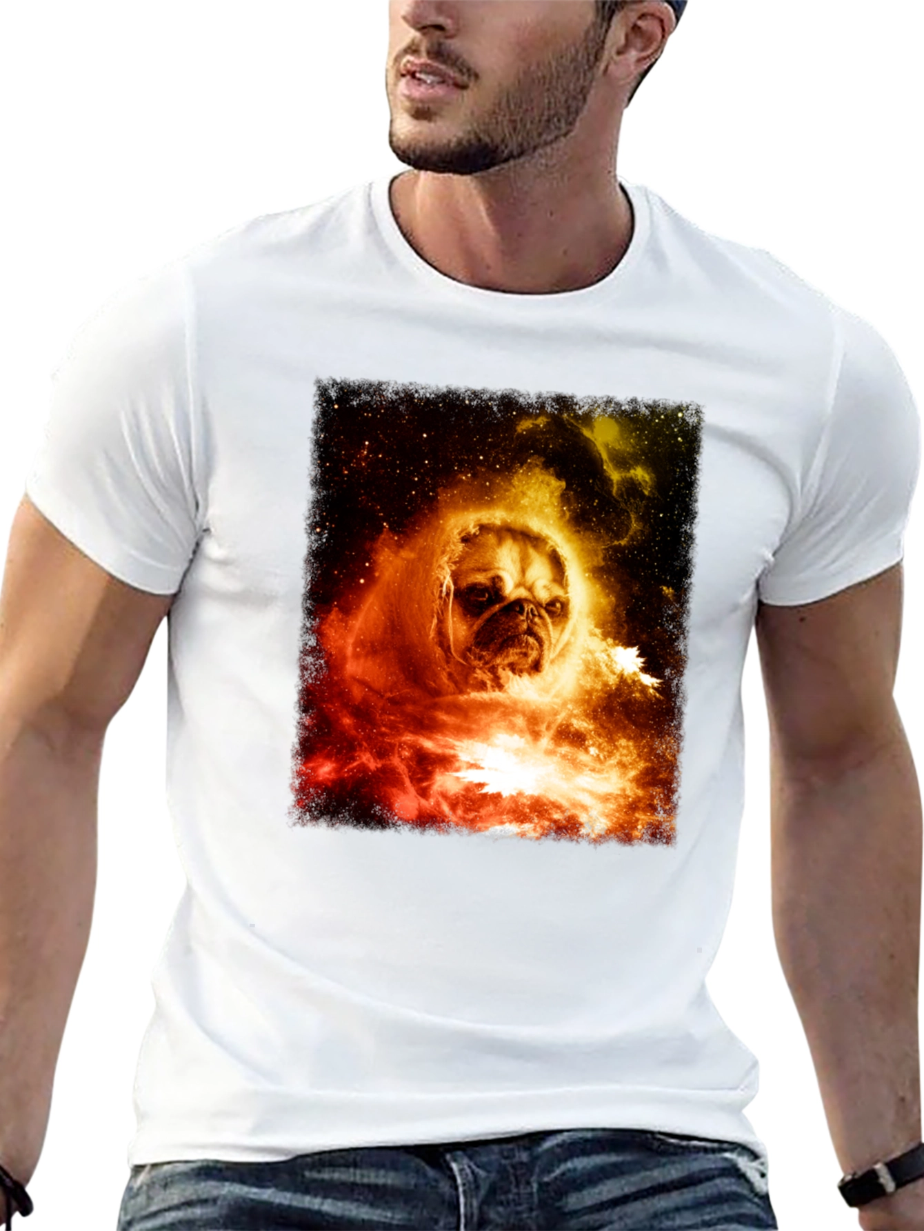 Cosmic Pug Graphic T-Shirt - Mens Black Tee