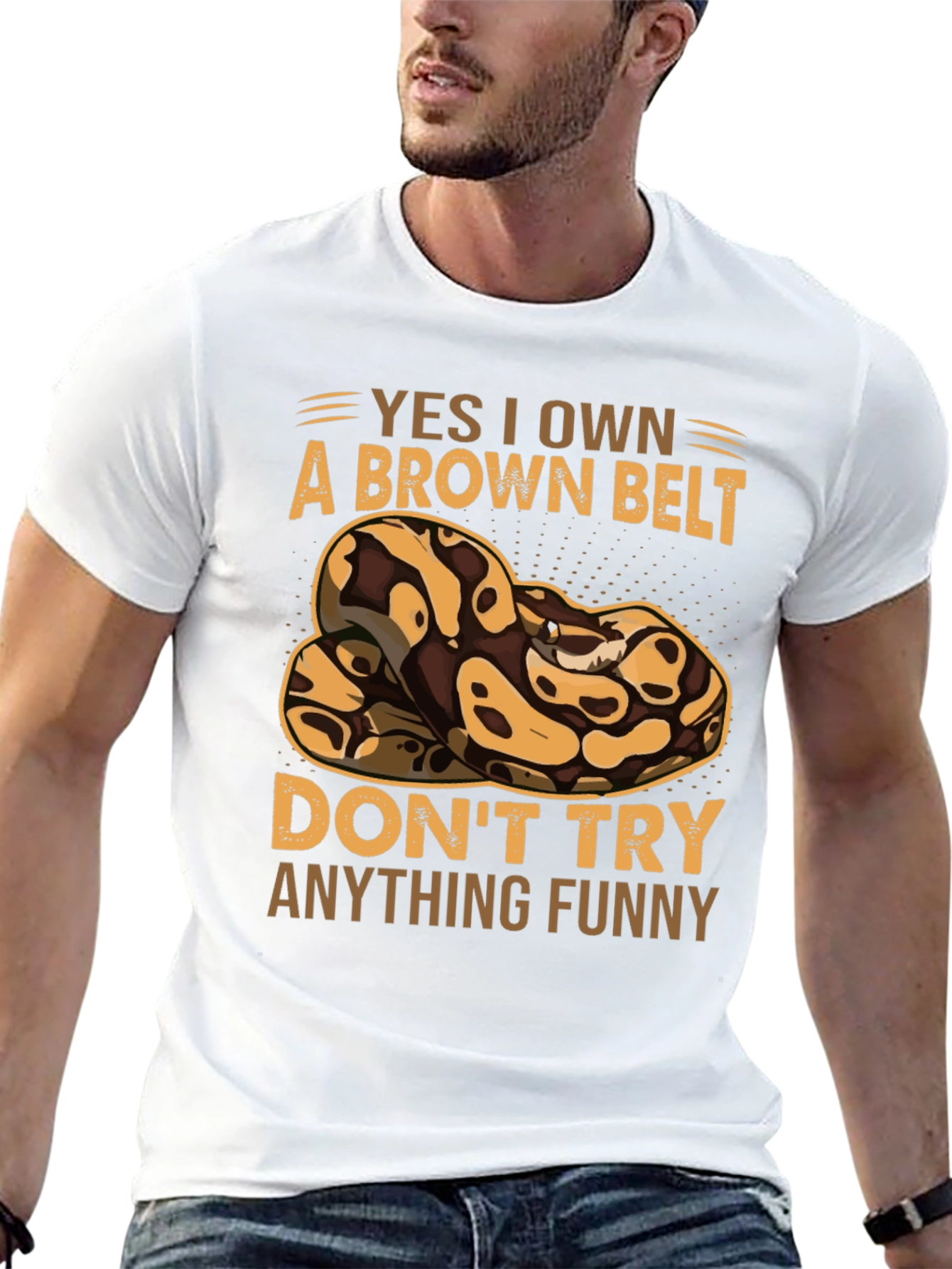 Brown Belt Snake T-Shirt - Funny Novelty Tee