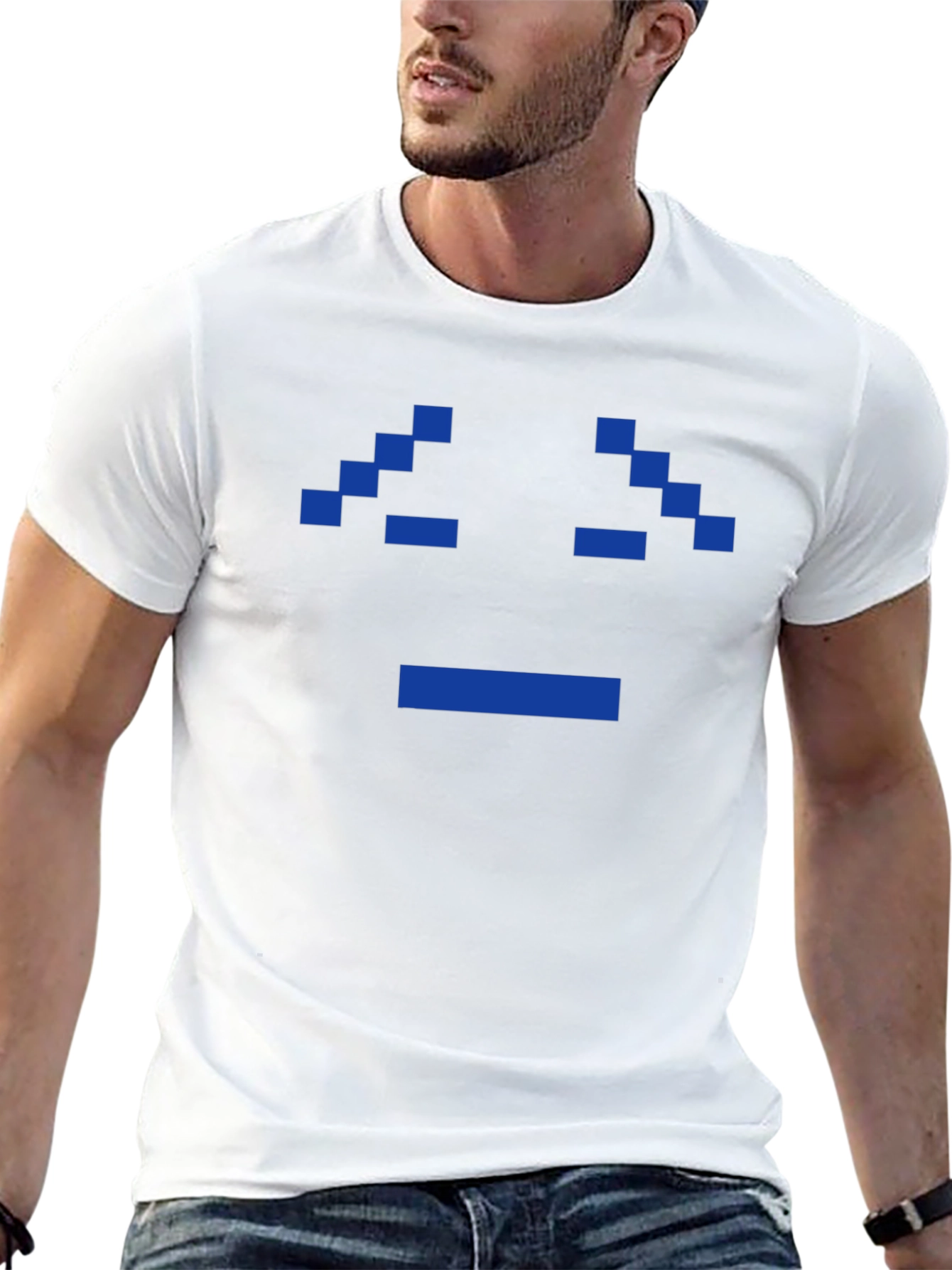 Pixel Sad Face Black T-Shirt