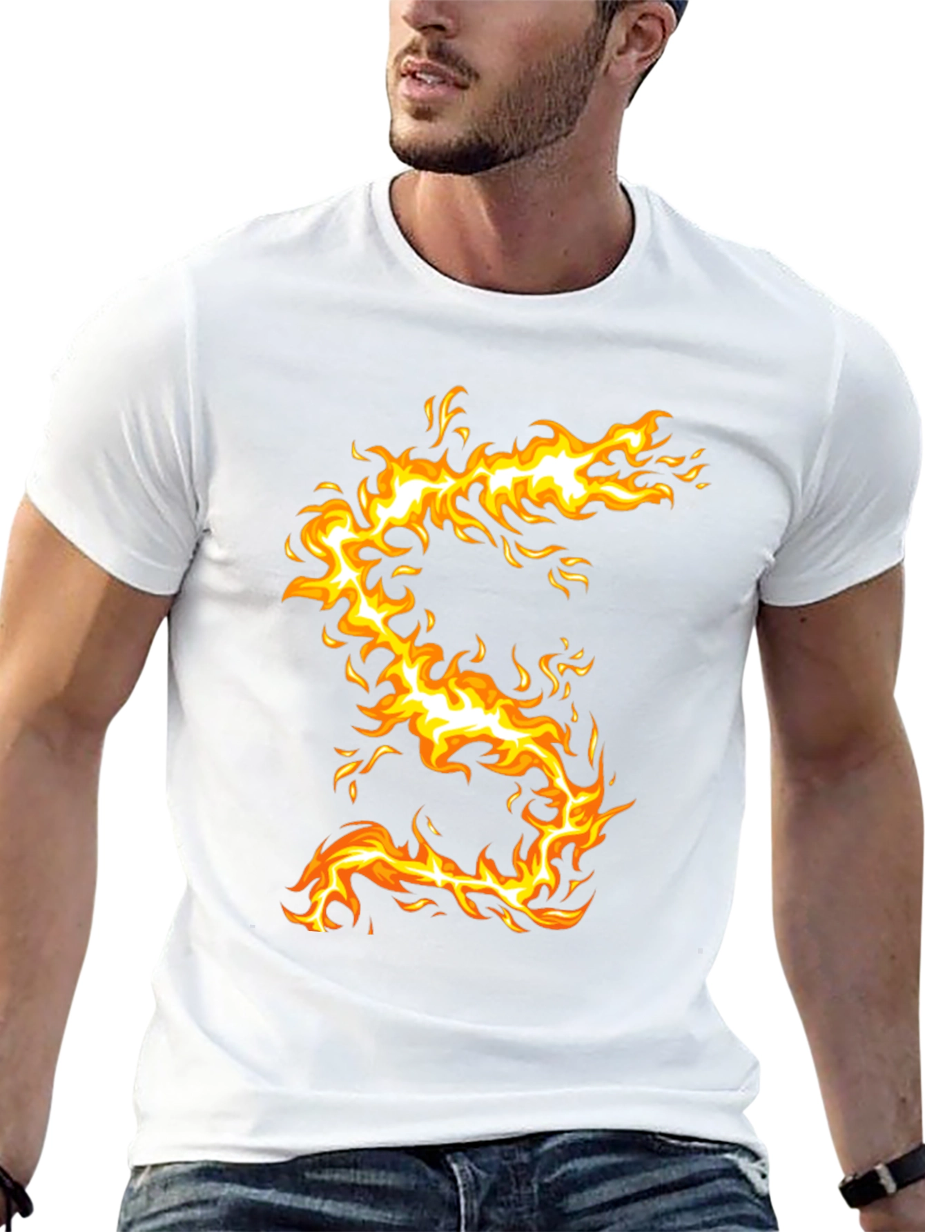 Fiery Dragon Graphic Tee - Mens Black T-Shirt