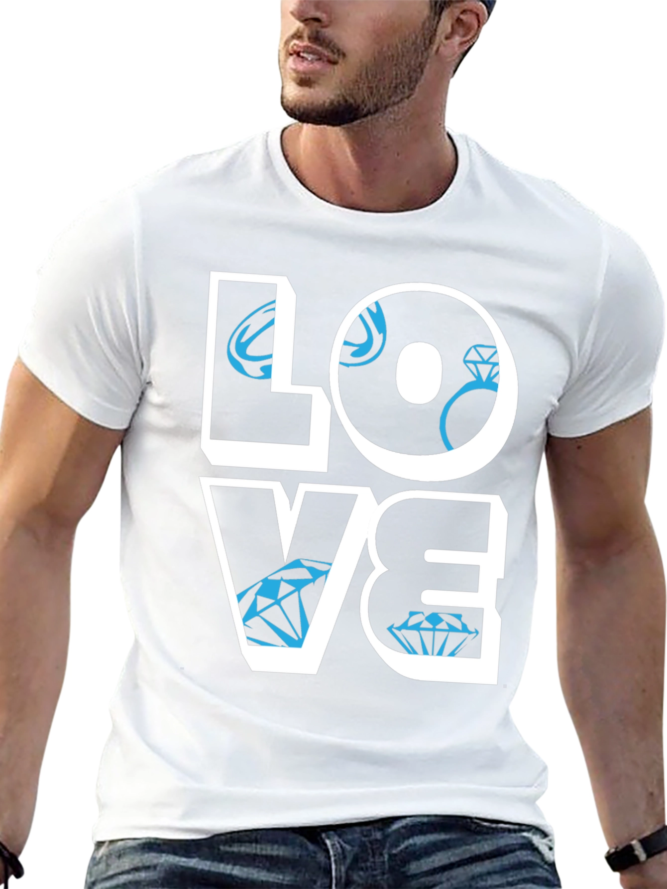 LOVE Diamond Graphic Tee - Stylish Mens Black T-Shirt