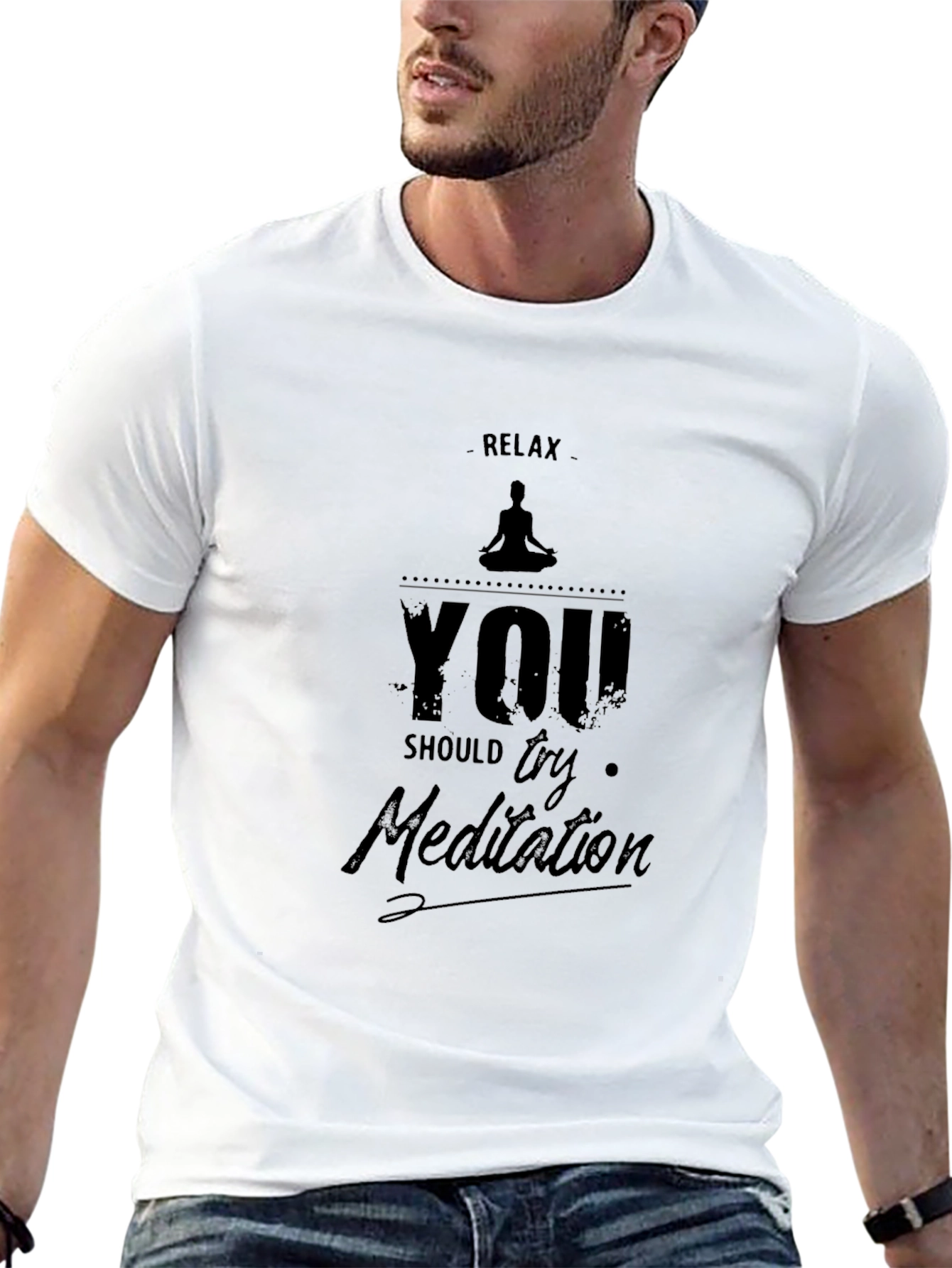 Relax Meditation Graphic Tee - Black Cotton T-Shirt