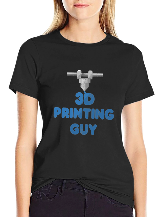 3D Printing Guy Graphic Tee - Black Casual T-Shirt