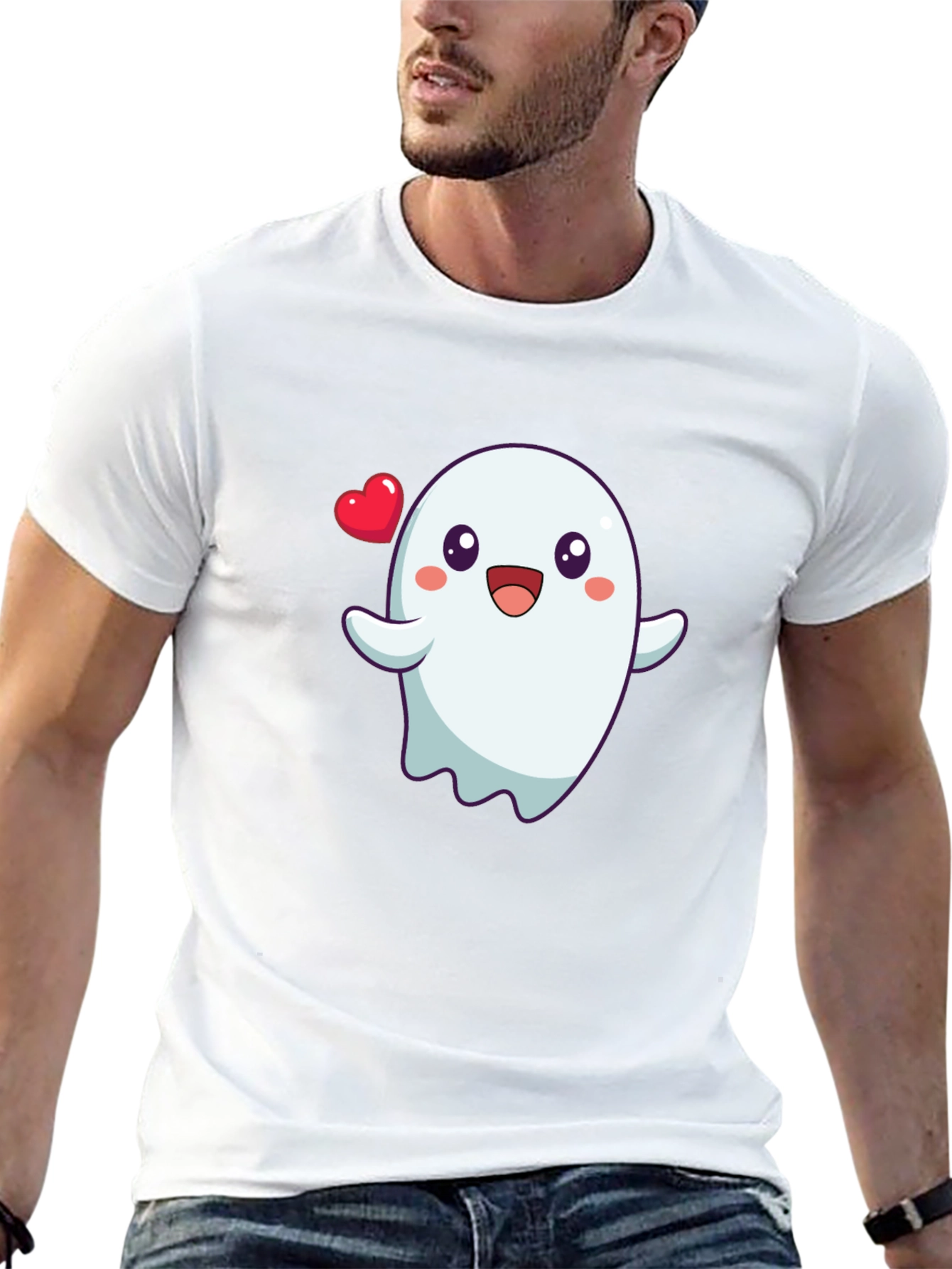 Cute Ghost with Heart T-Shirt - Halloween Tee