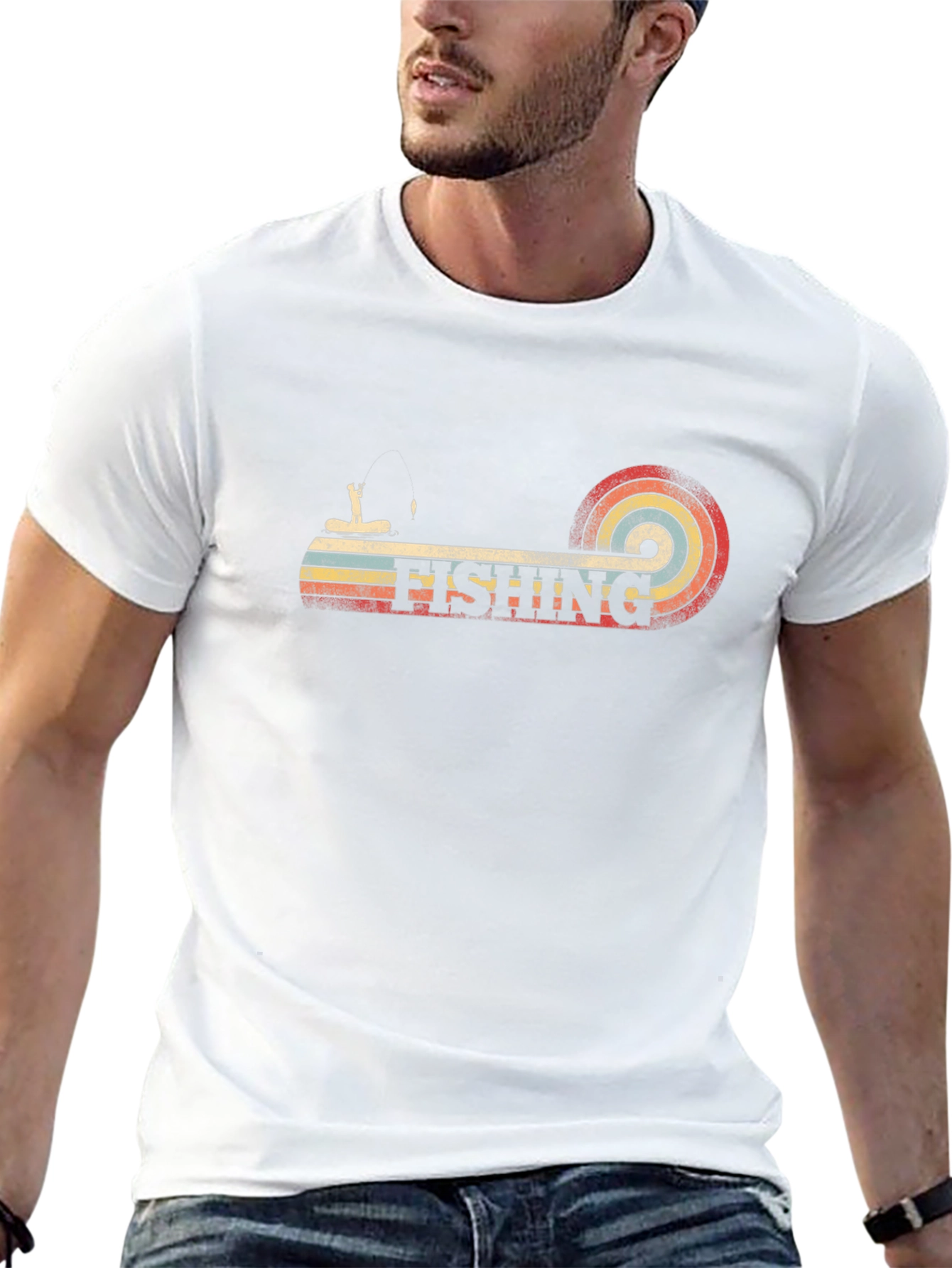 Retro Fishing Graphic T-Shirt - Black