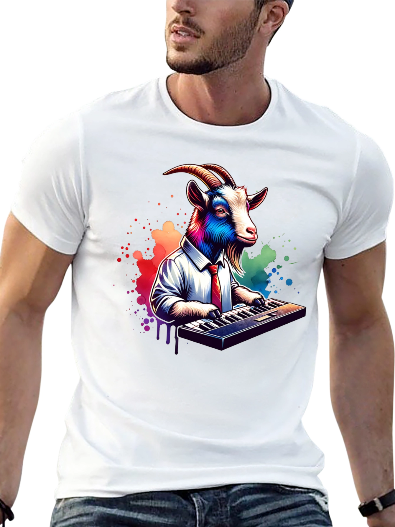 Goat Musician Graphic Tee - Black