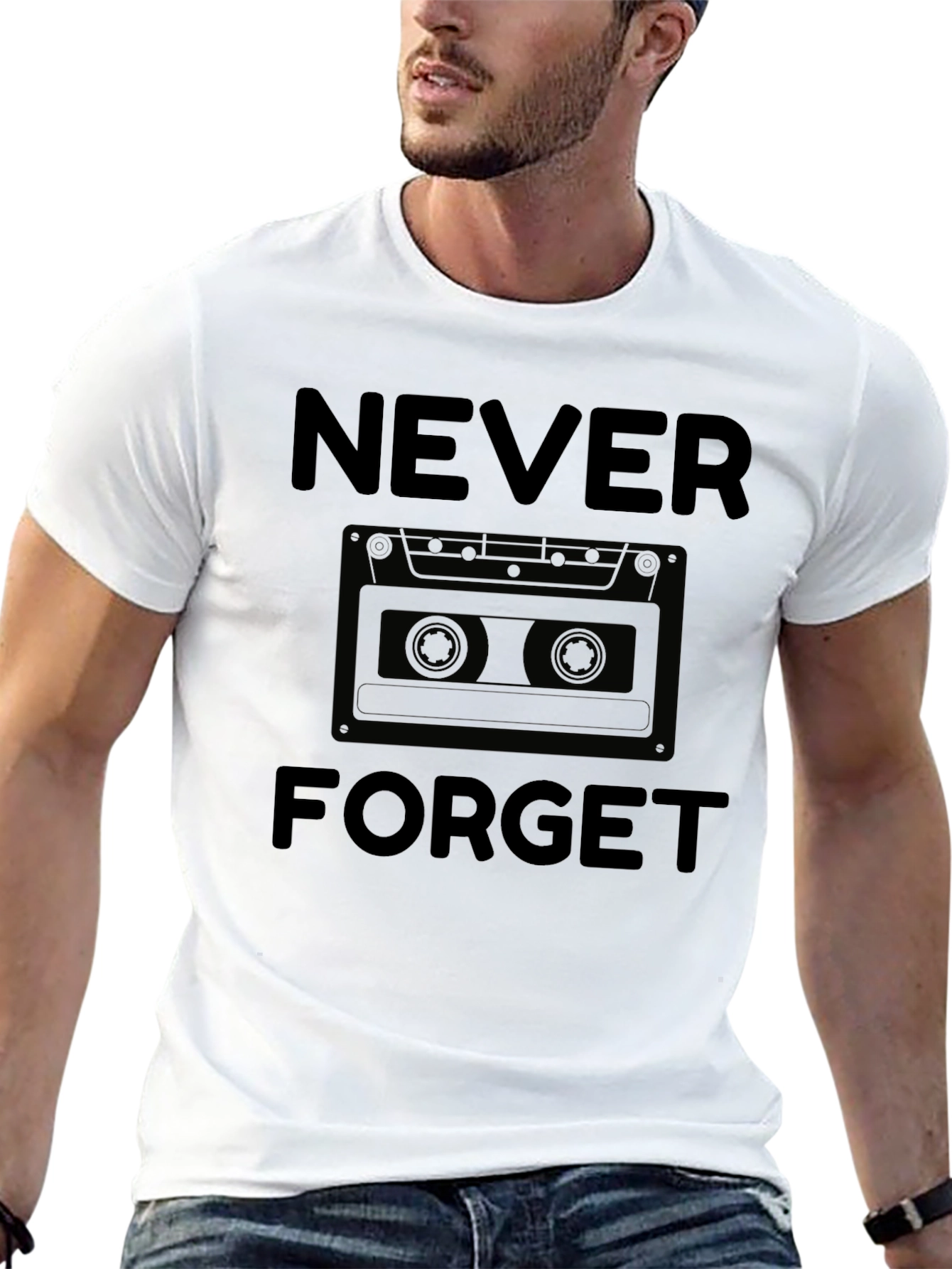 Retro Cassette Tape Never Forget Graphic T-Shirt