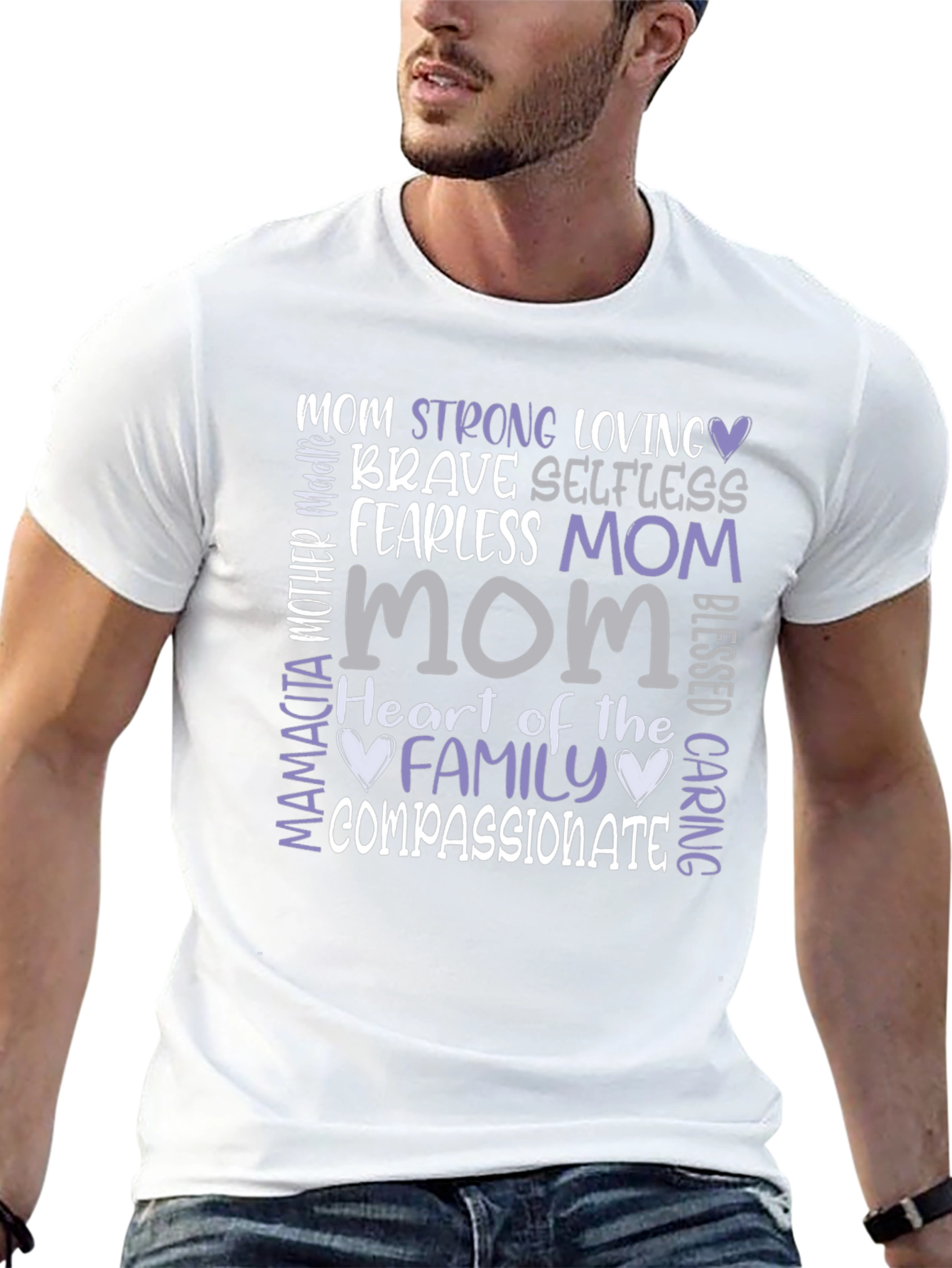 Heartfelt Mom Graphic Tee - Strong Loving Compassionate