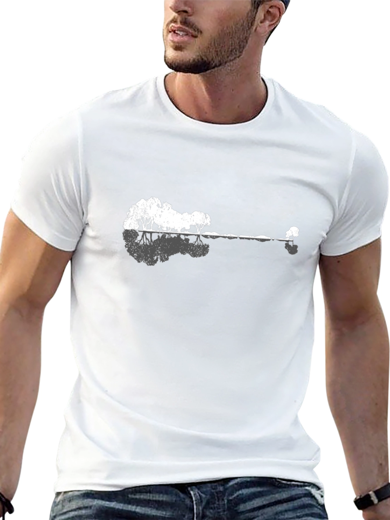 Nature Guitar T-Shirt - Black Cotton Tee