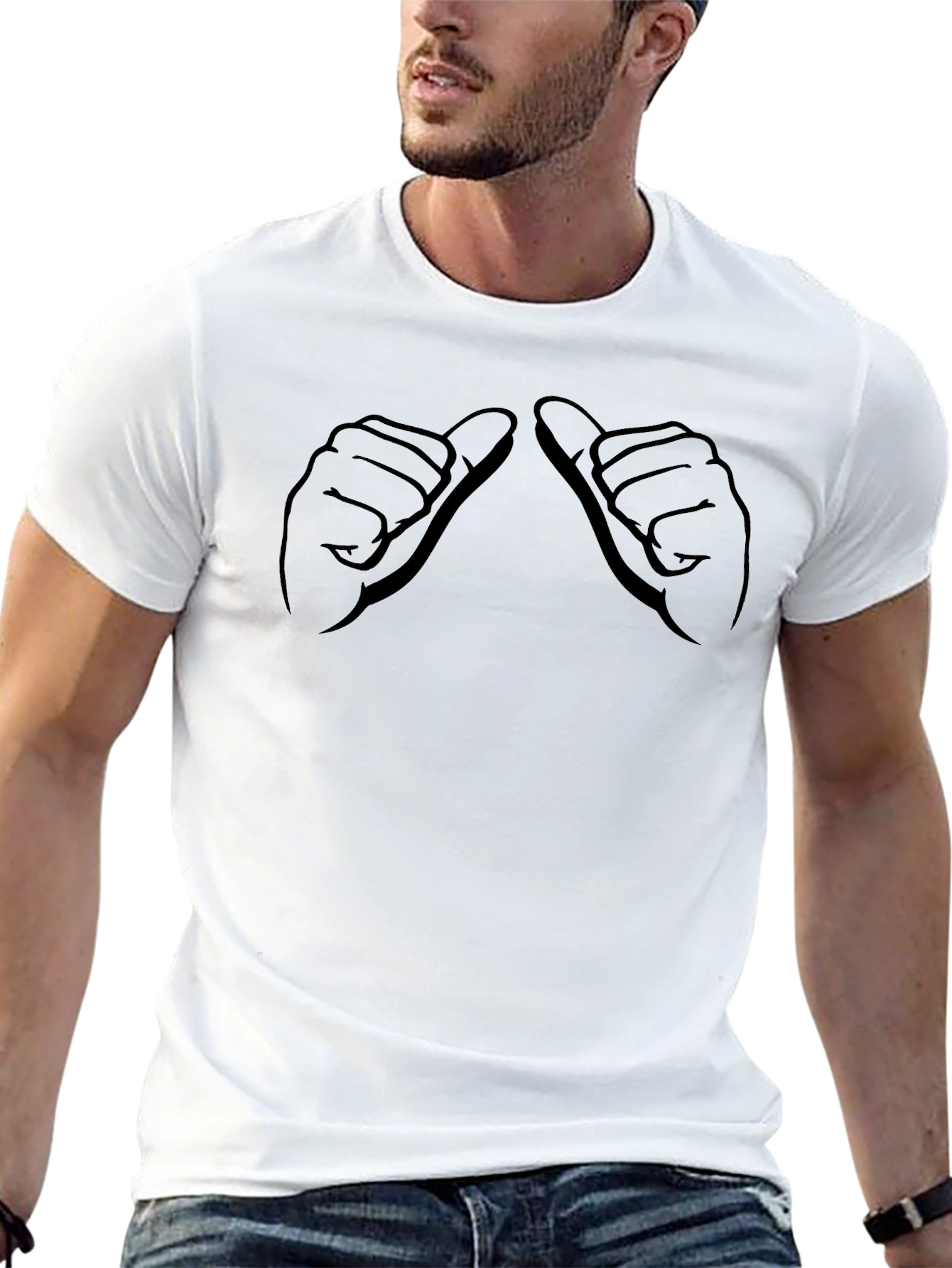 Black Double Thumbs Up Graphic Tee