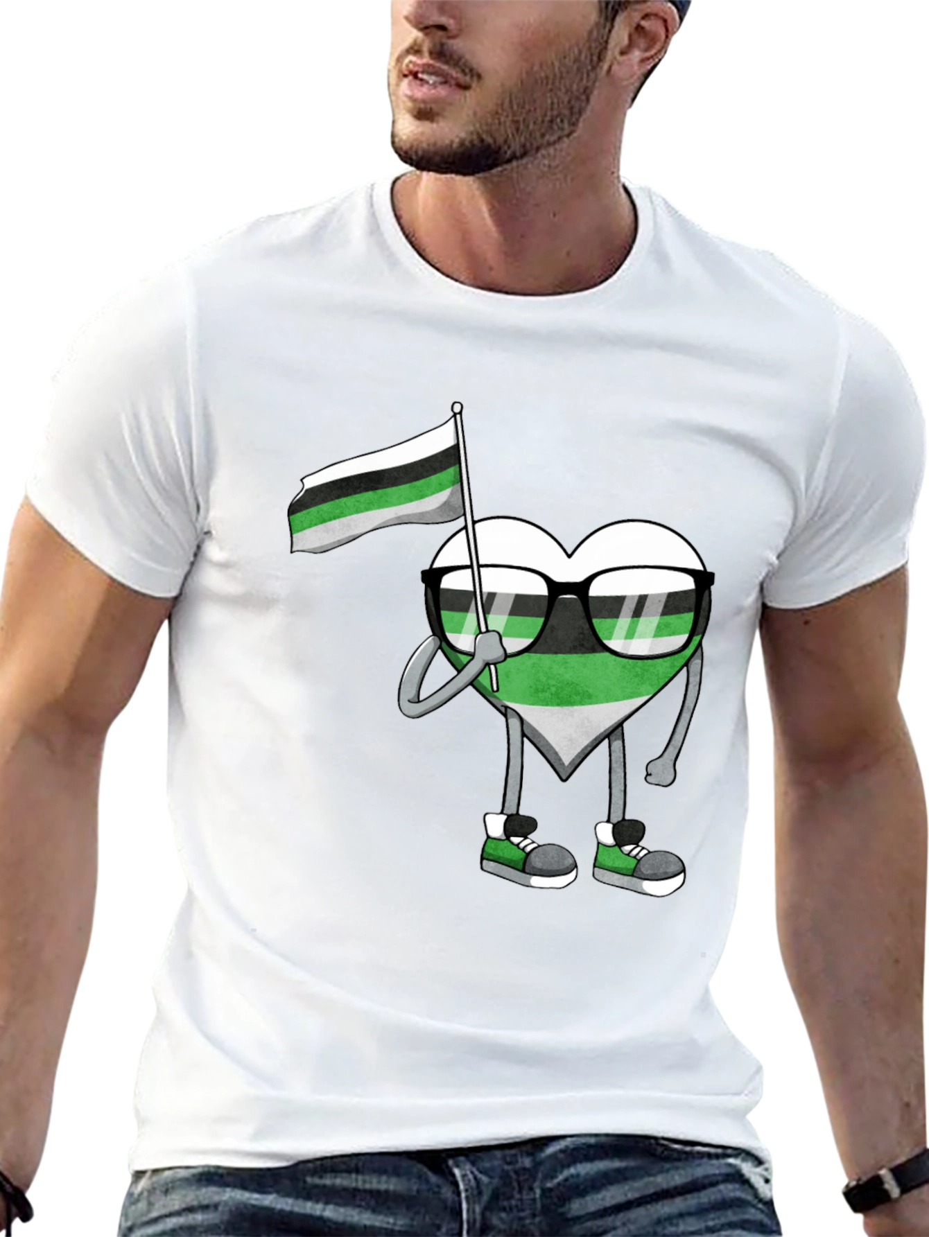 Aromantic Pride Heart Graphic T-Shirt