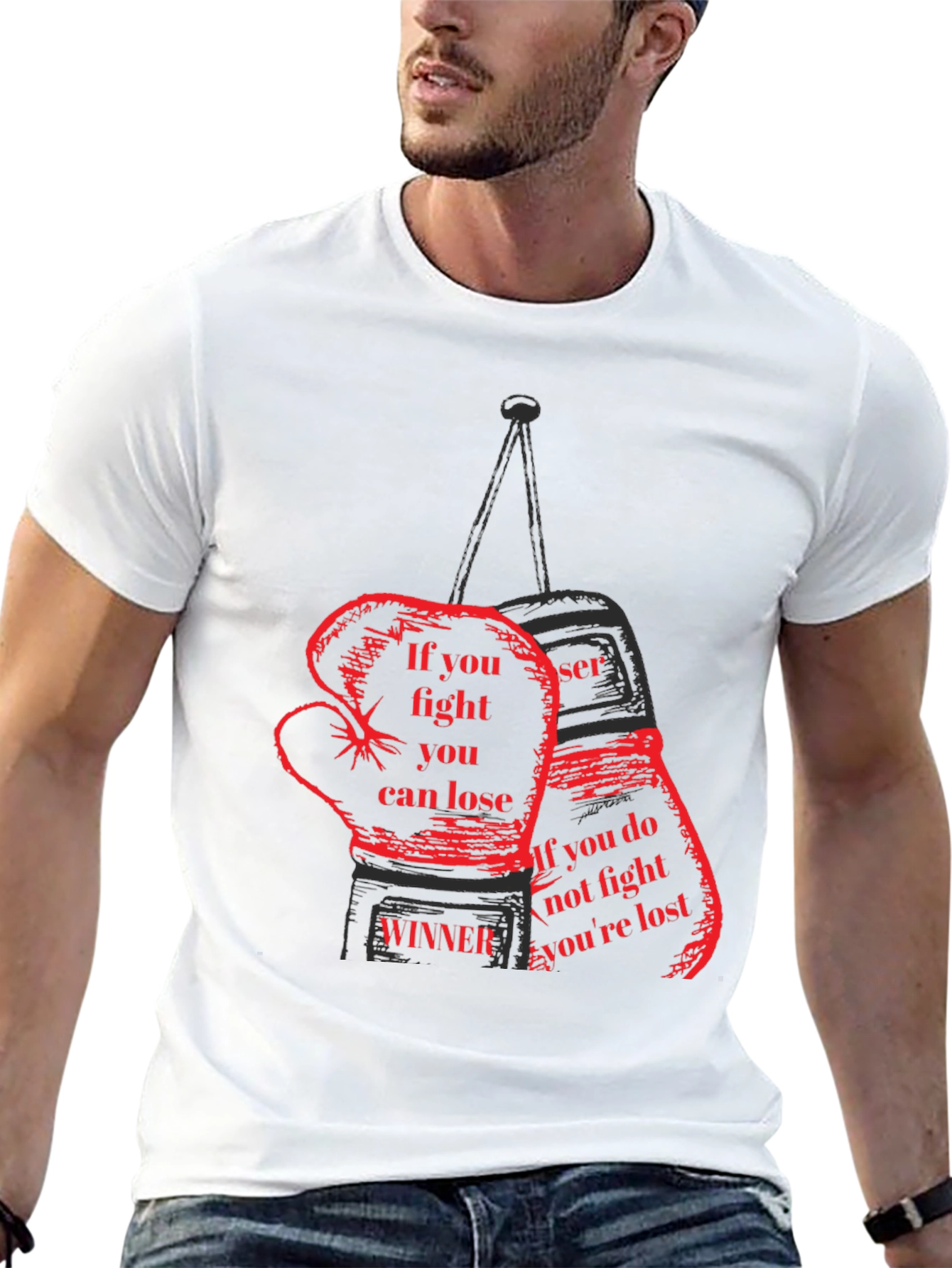 Motivational Boxing Gloves Graphic T-Shirt