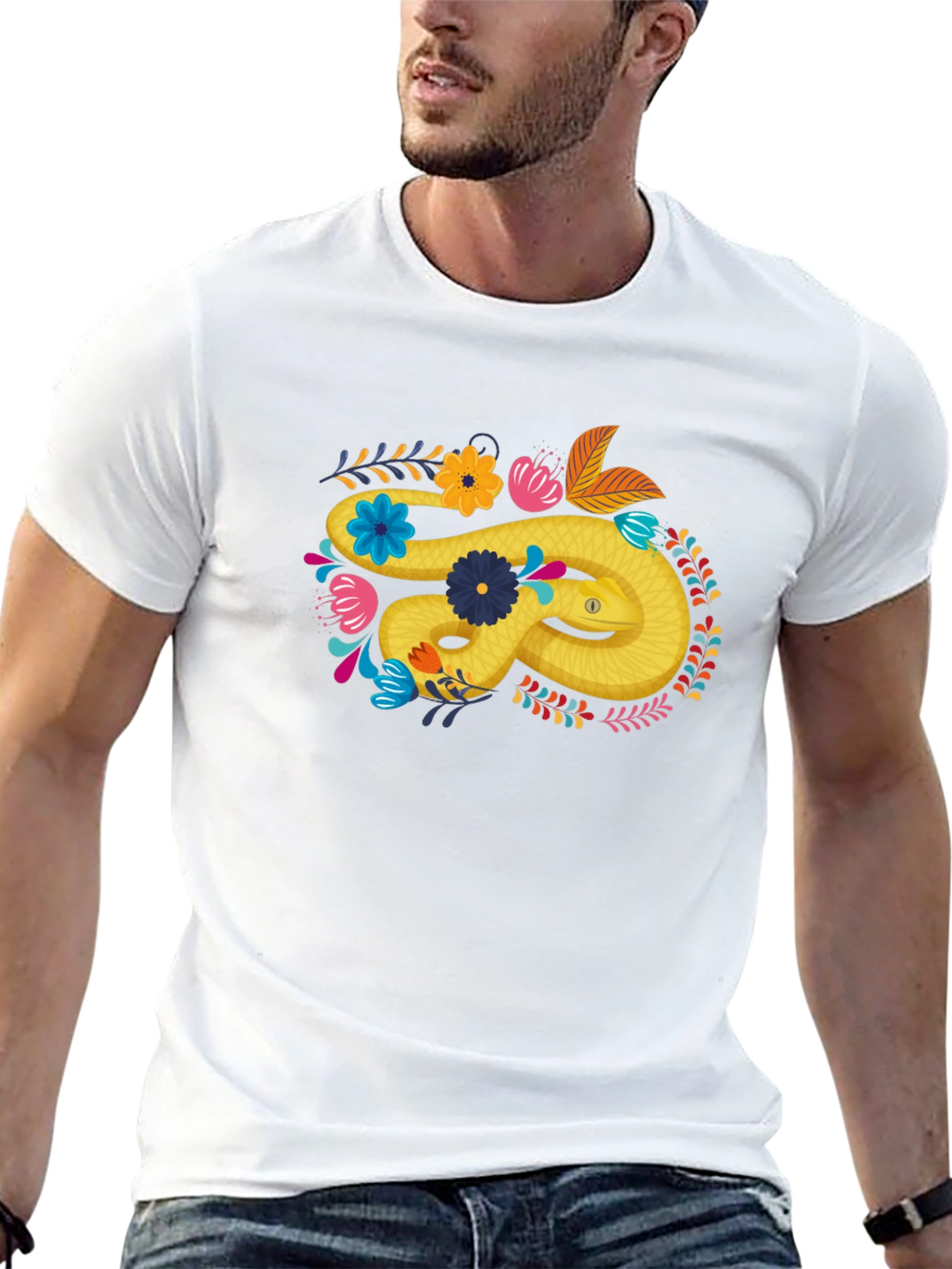 Floral Snake Graphic T-Shirt