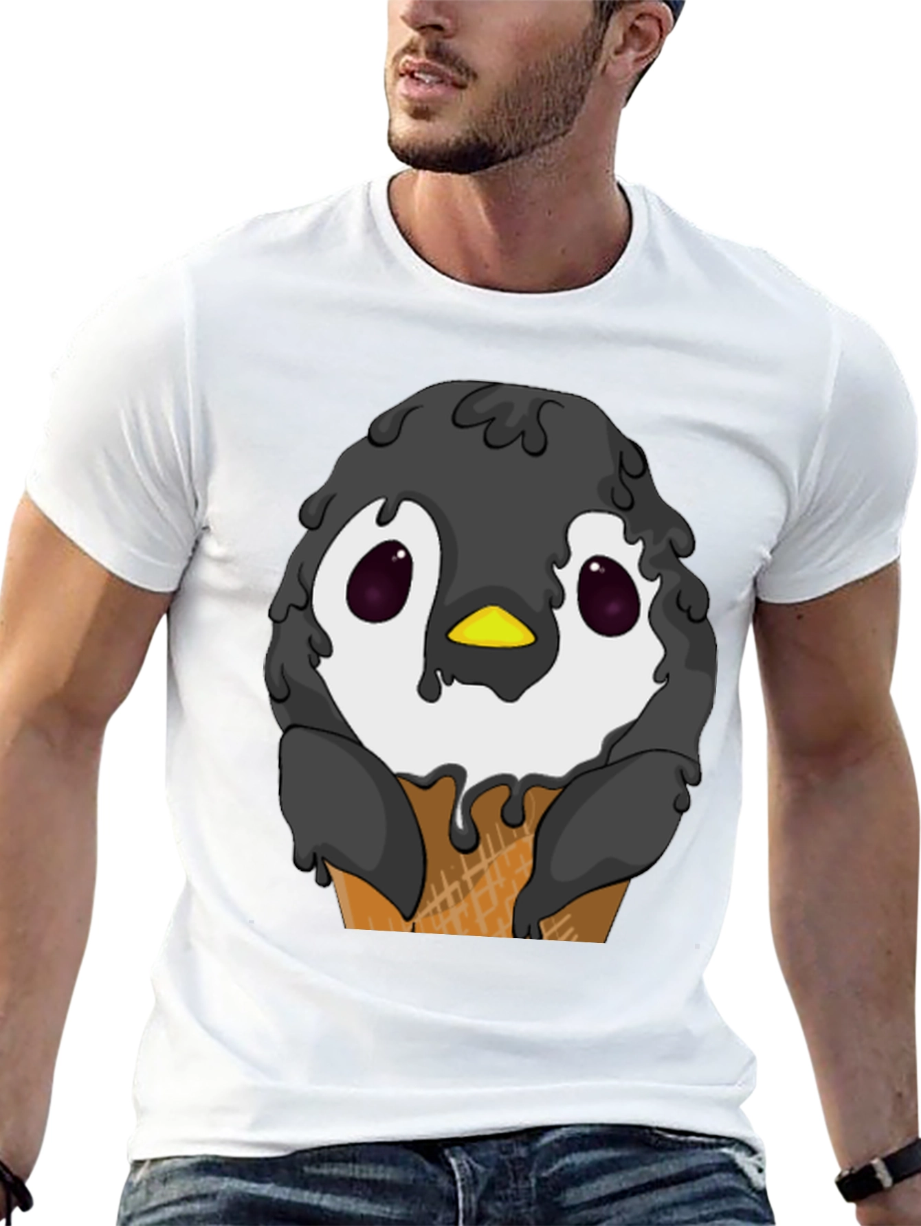 Penguin Ice Cream Cone Graphic T-Shirt