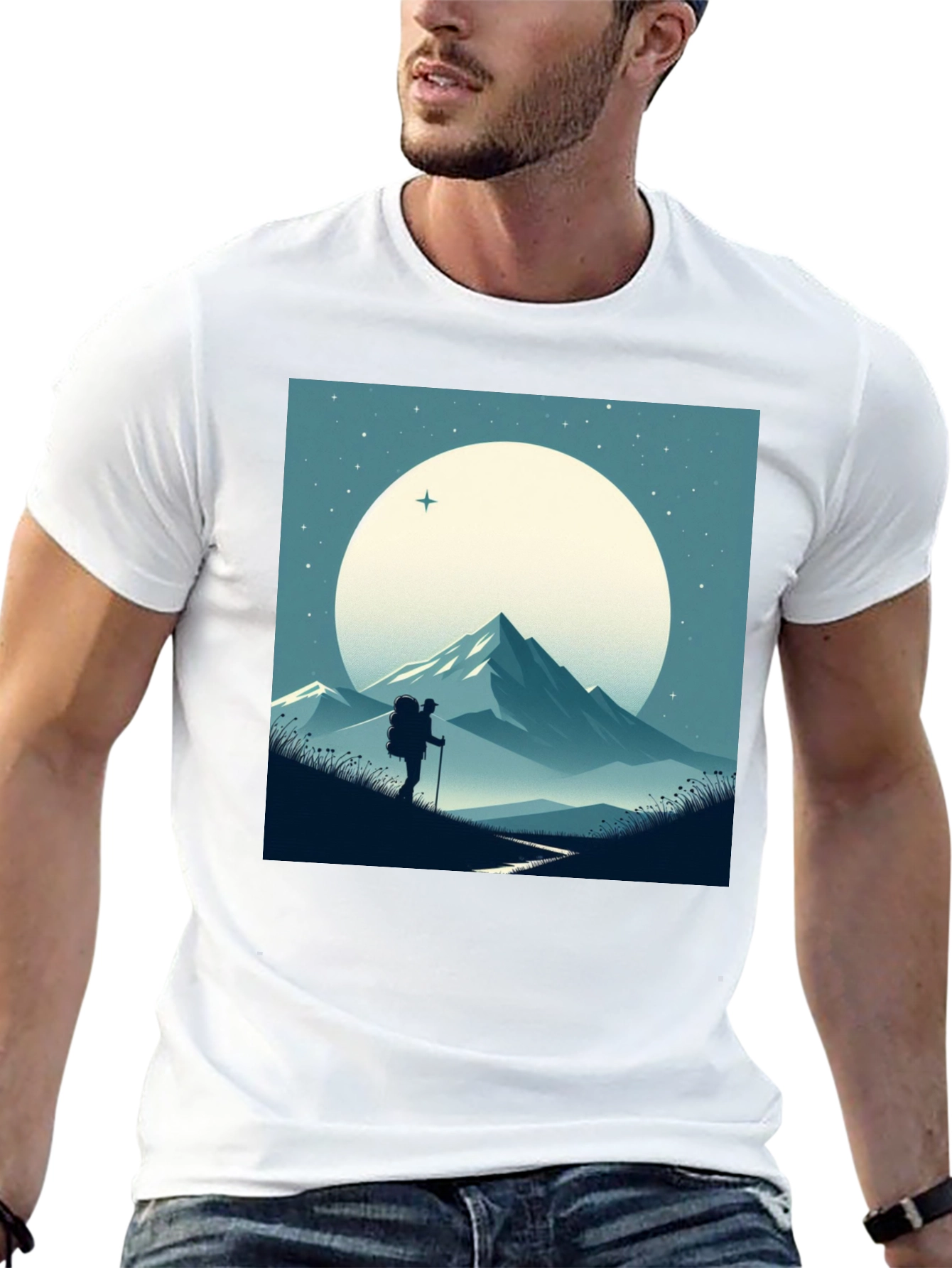 Mountain Hiker Graphic Tee - Black Cotton Blend