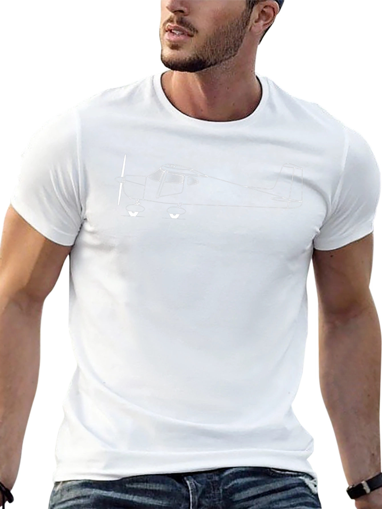 Airplane Outline Graphic T-Shirt