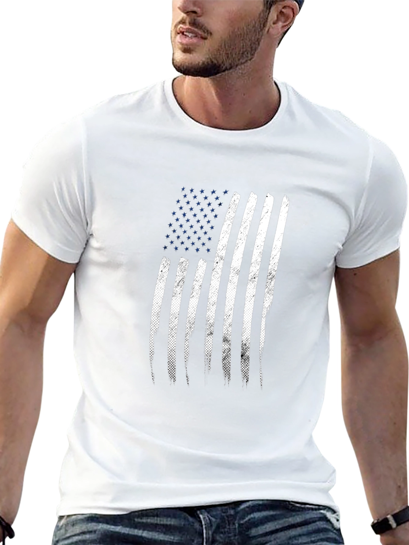 Distressed American Flag Graphic T-Shirt