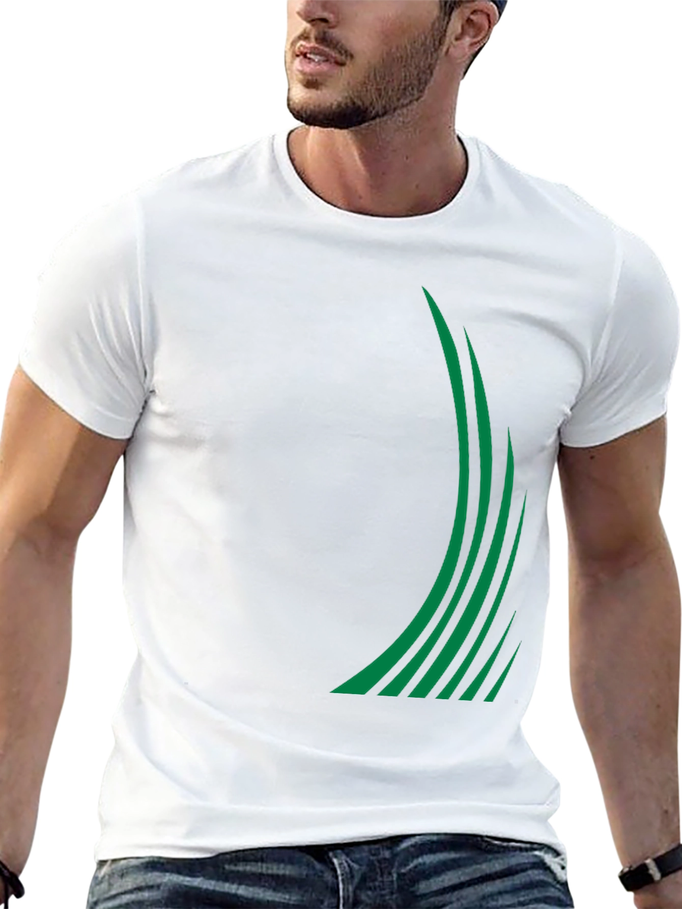 Modern Green Stripe Graphic Tee