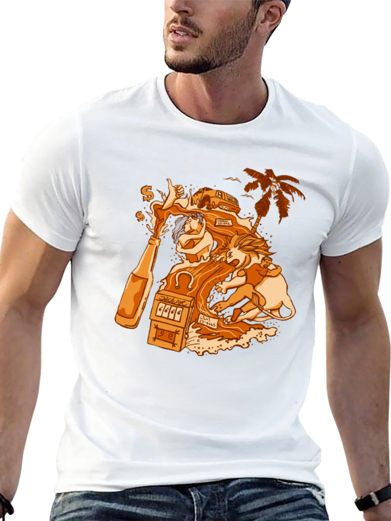 Black T-Shirt with Gambling Theme Graphic