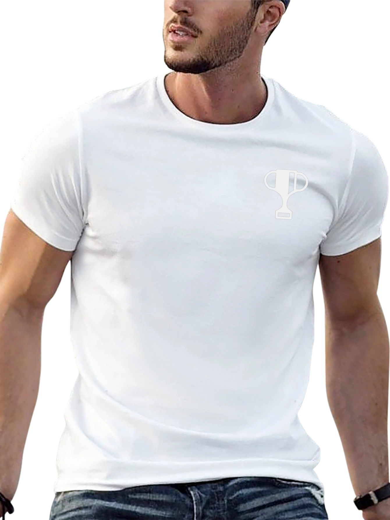 Mens Black T-Shirt with Trophy Graphic