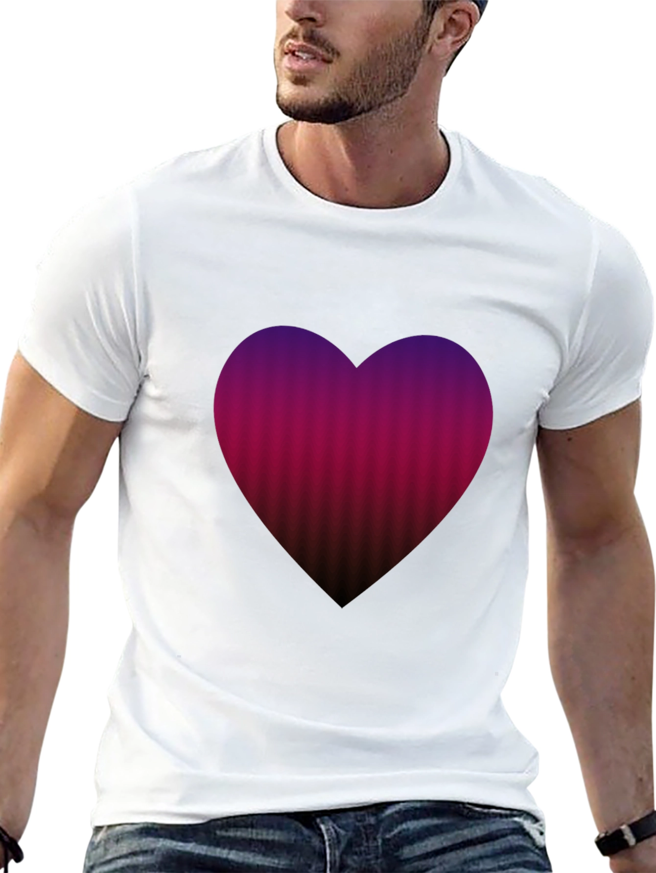 Heart Gradient Mens Tee - Soft Cotton Blend