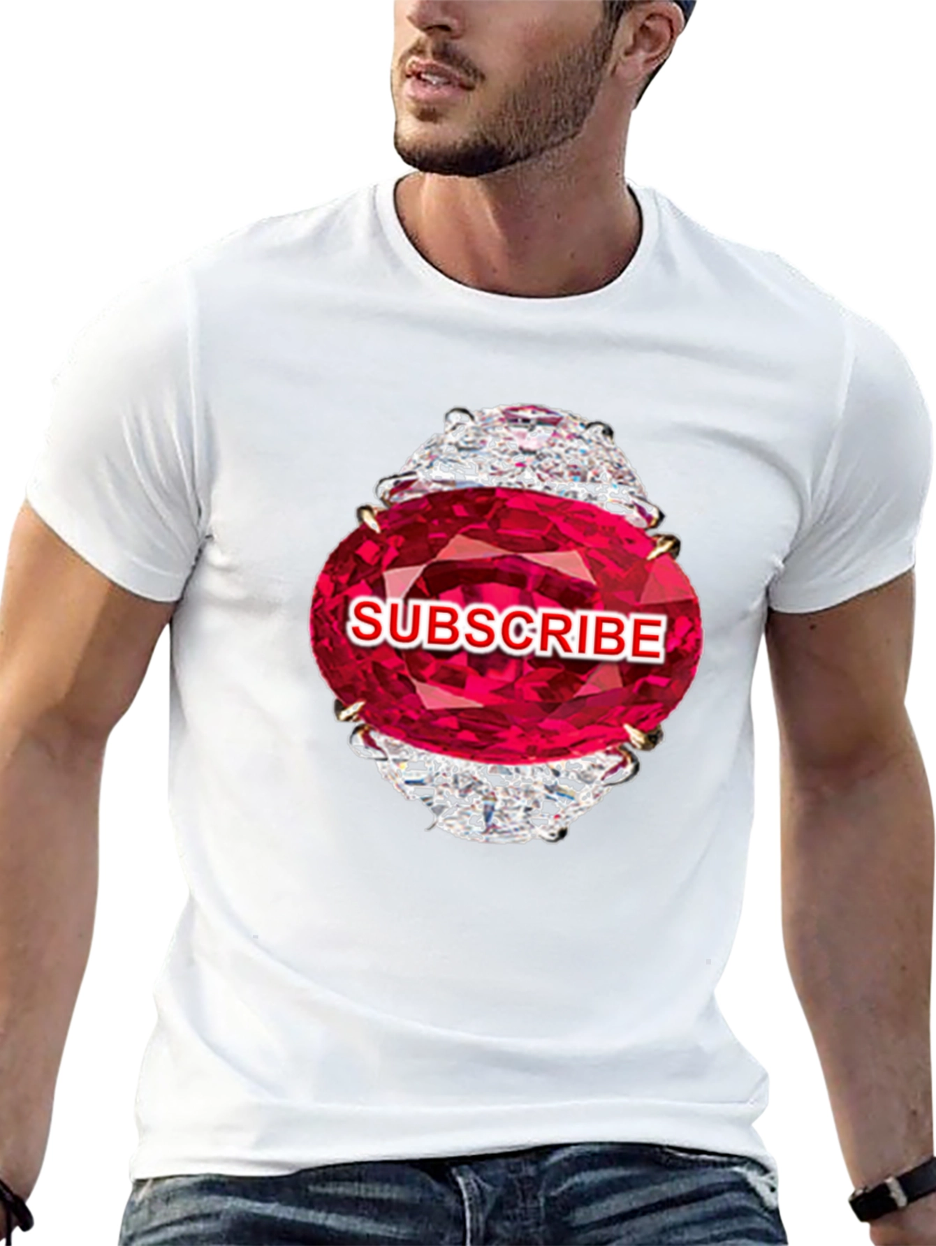 Subscribe Diamond Ring Graphic Tee - Stylish Black T-Shirt