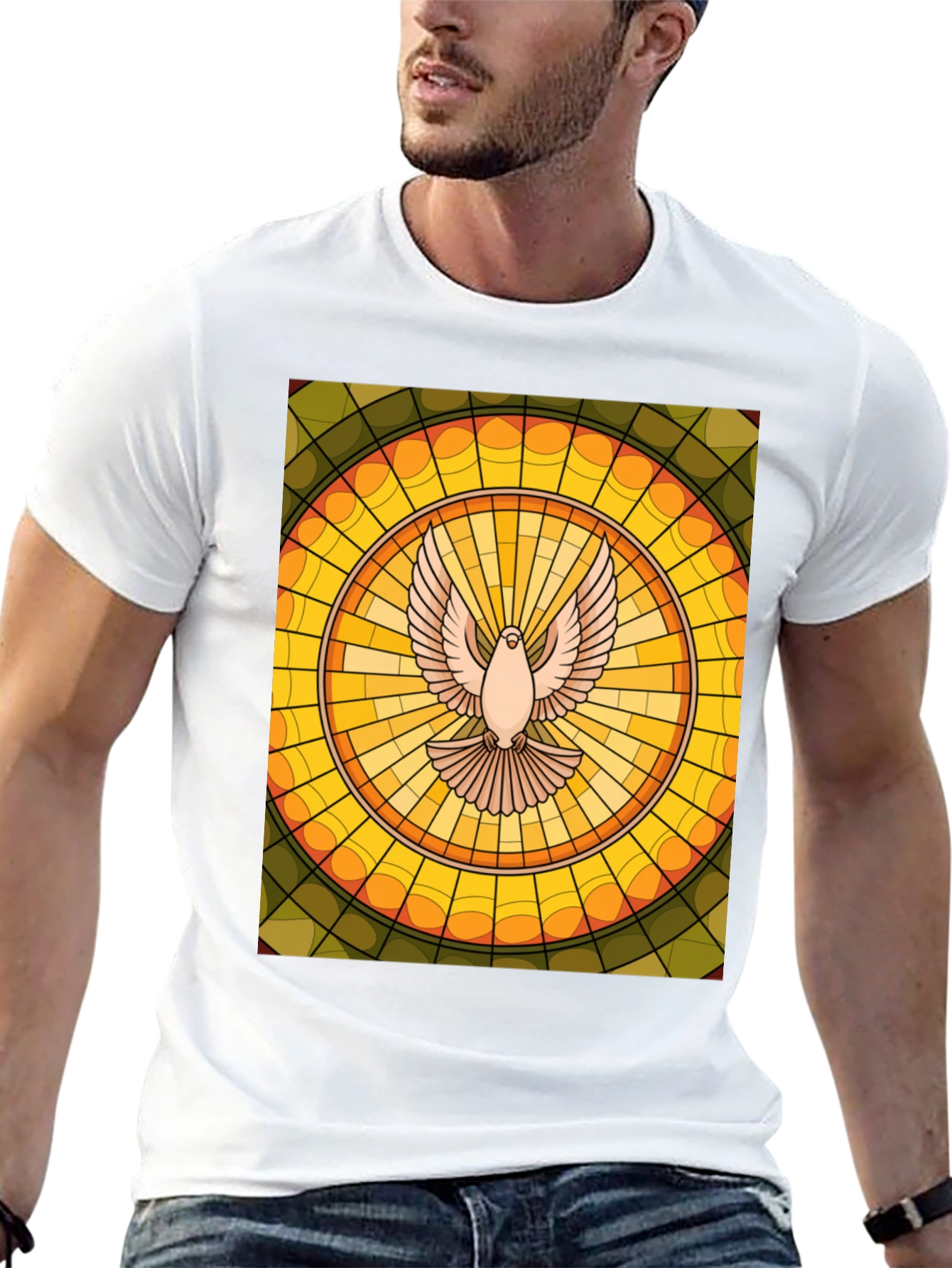 Dove Stained Glass T-Shirt - Unique Graphic Tee