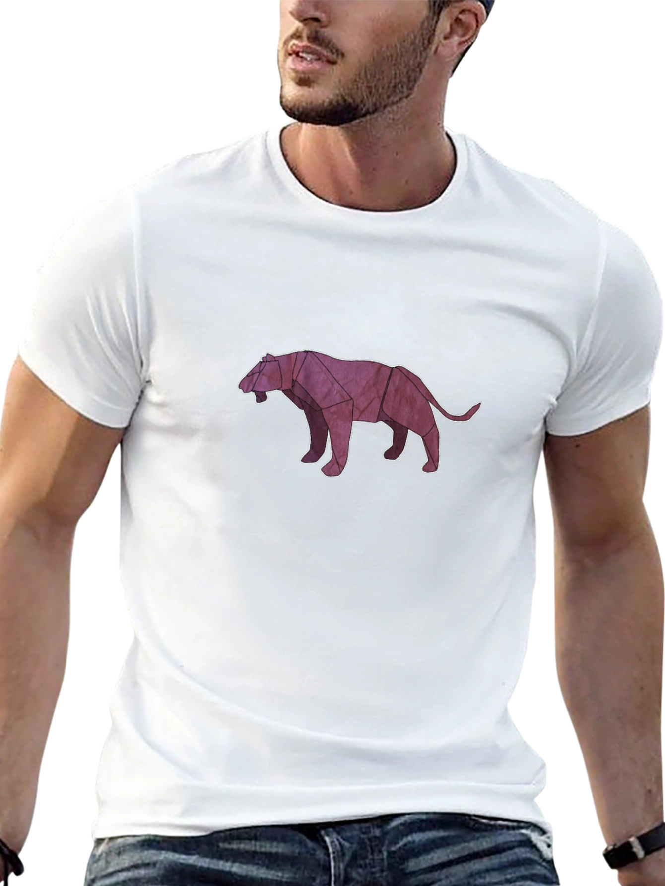 Geometric Panther T-Shirt - Sleek Black Tee