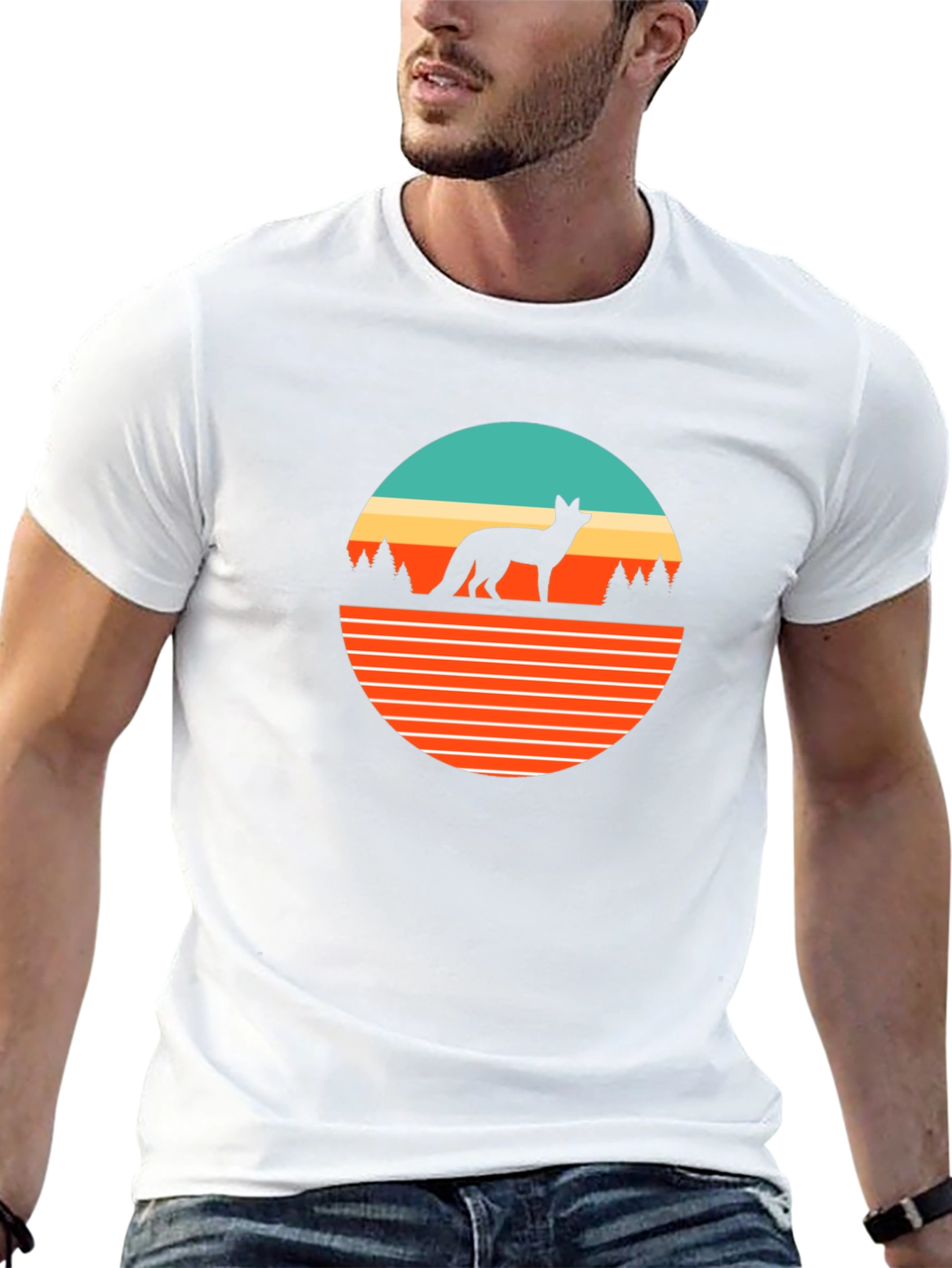 Retro Fox Graphic Tee - Black