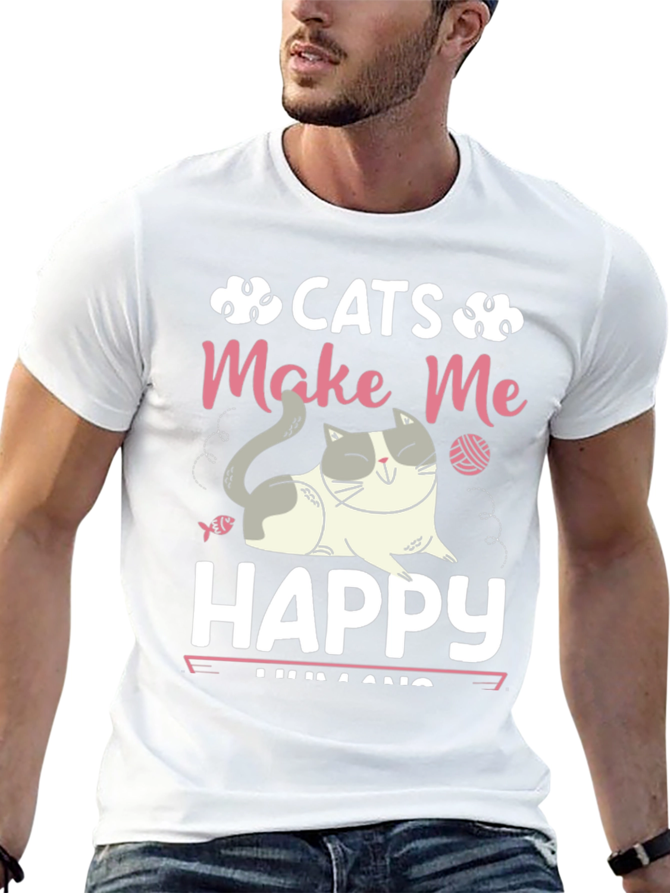 Cats Make Me Happy Graphic T-Shirt