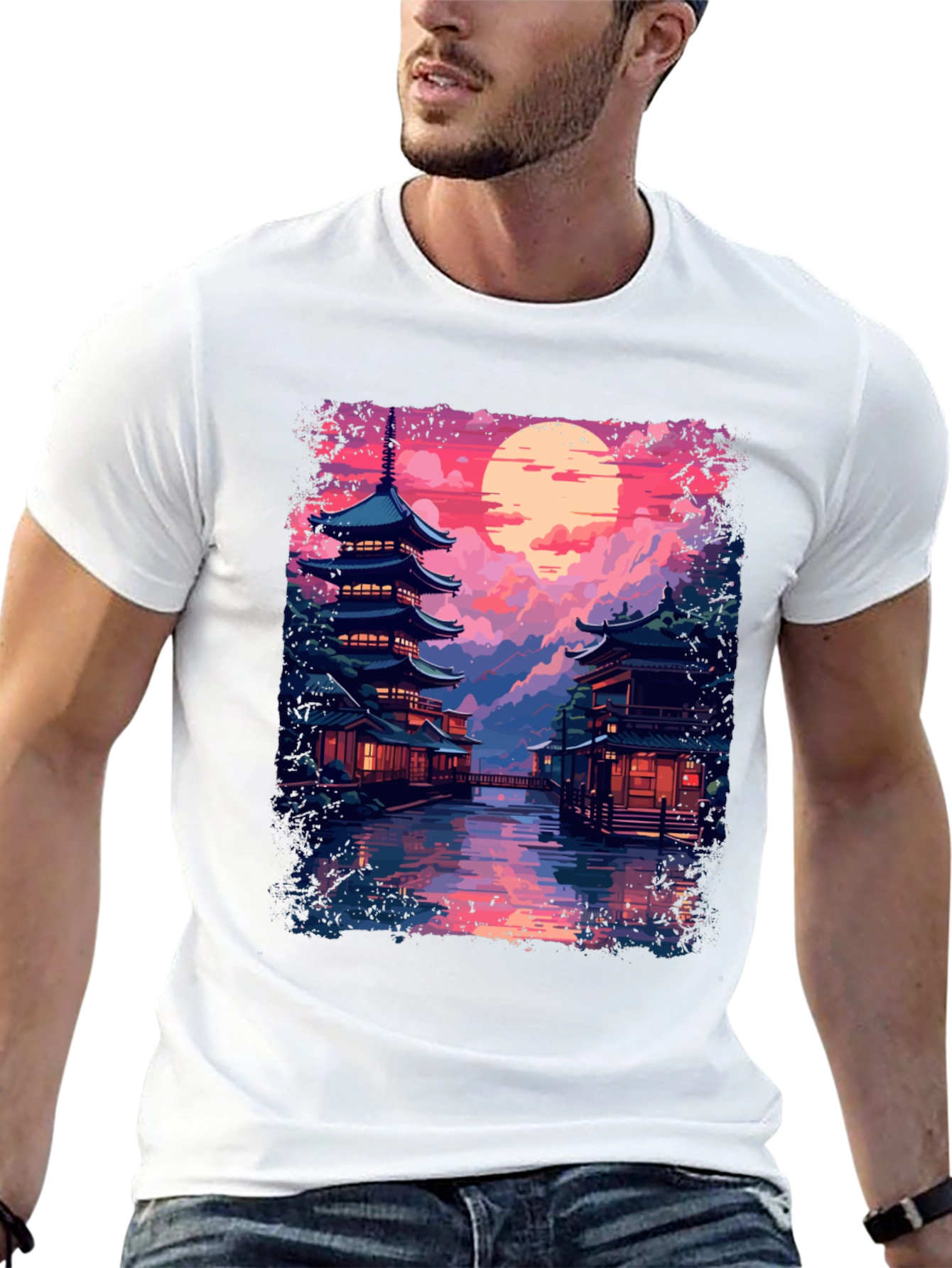 Japanese Sunset Temple T-Shirt