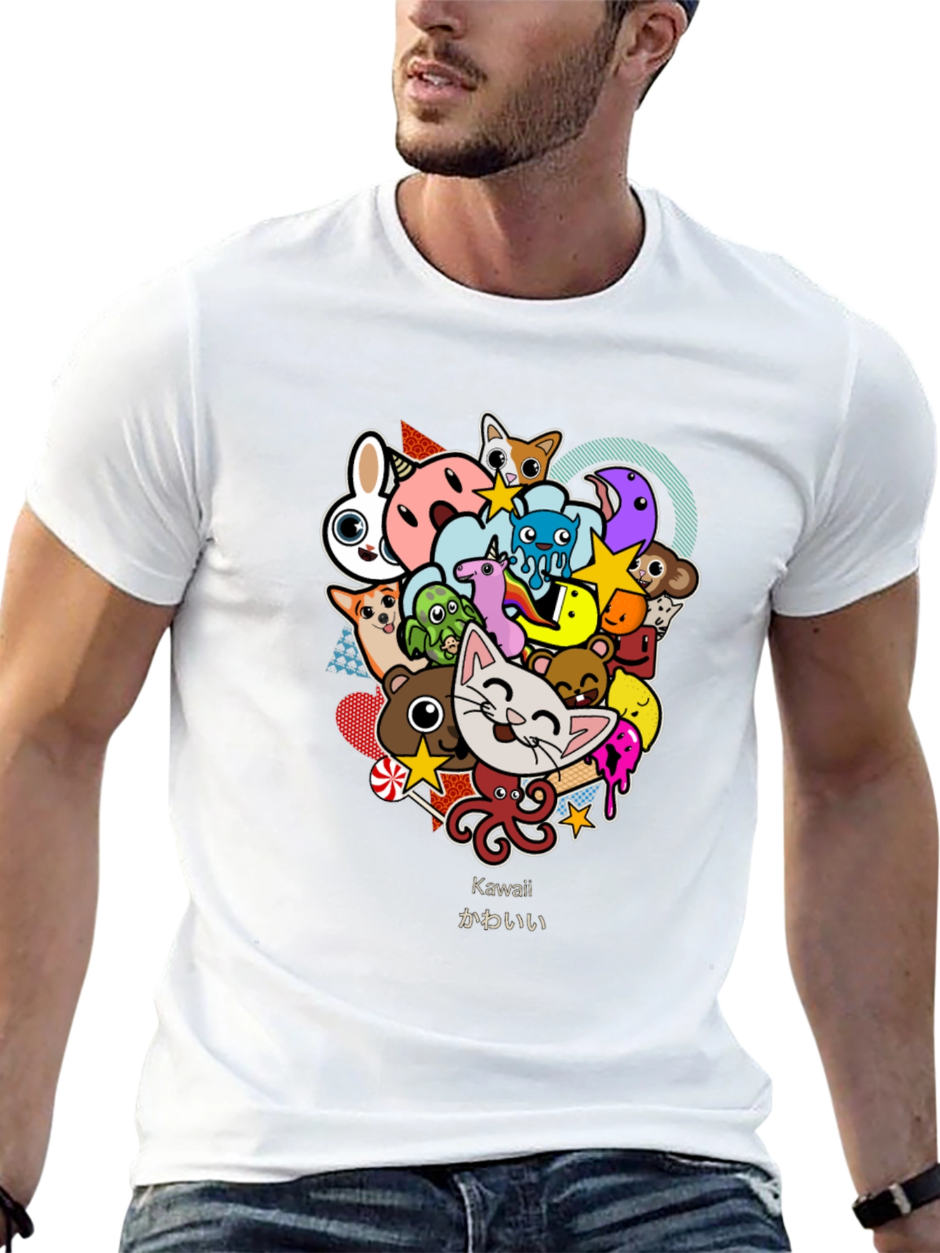 Kawaii Animal Cartoon Black T-Shirt
