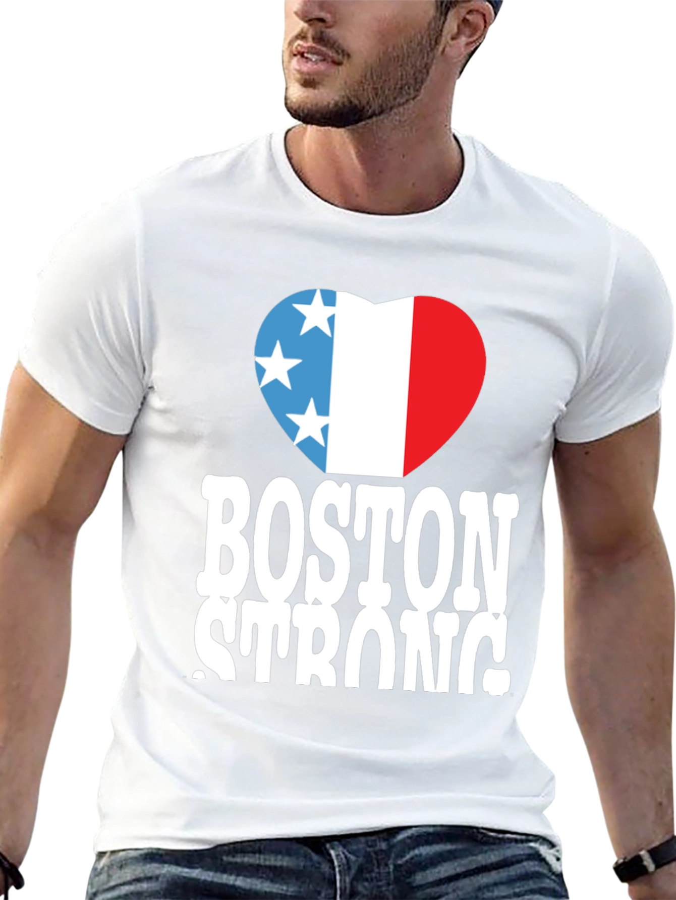 Boston Strong T-Shirt Heart Graphic Black