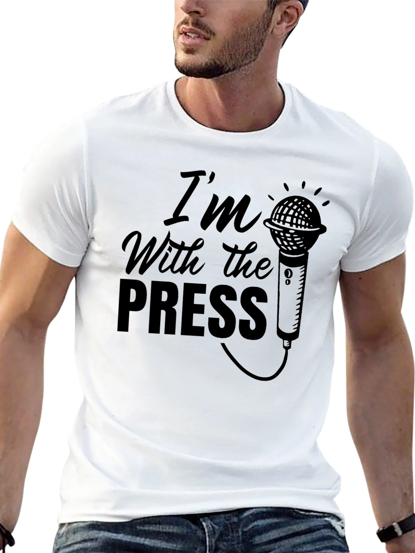 Im With The Press T-Shirt - Microphone Graphic Tee