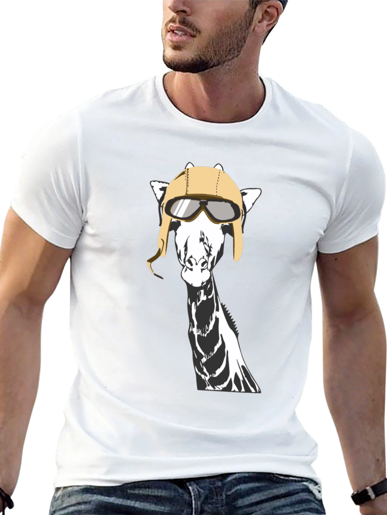 Giraffe Aviator T-Shirt - Unique Graphic Tee