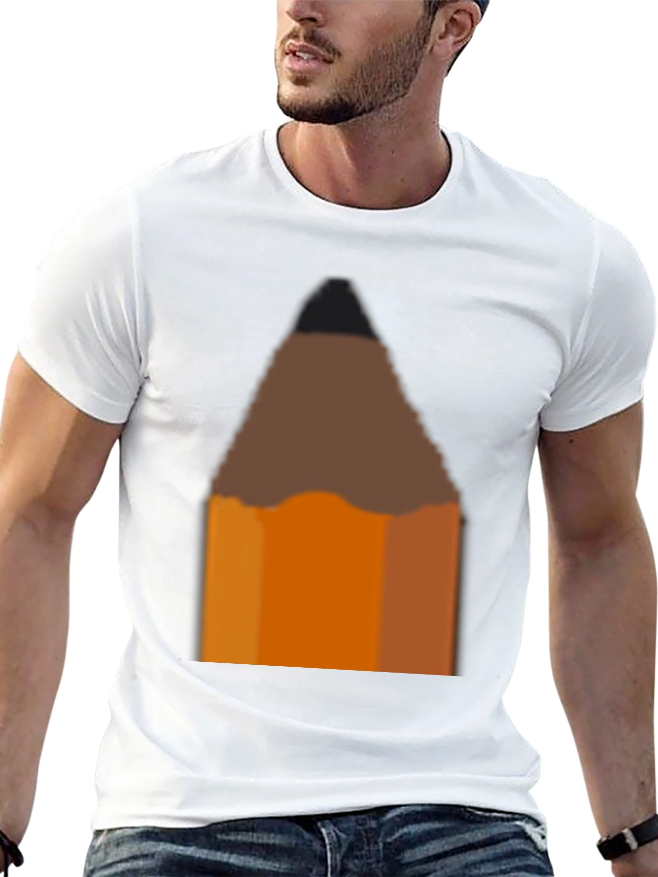 Pencil Graphic Black T-Shirt - Artsy Casual Tee