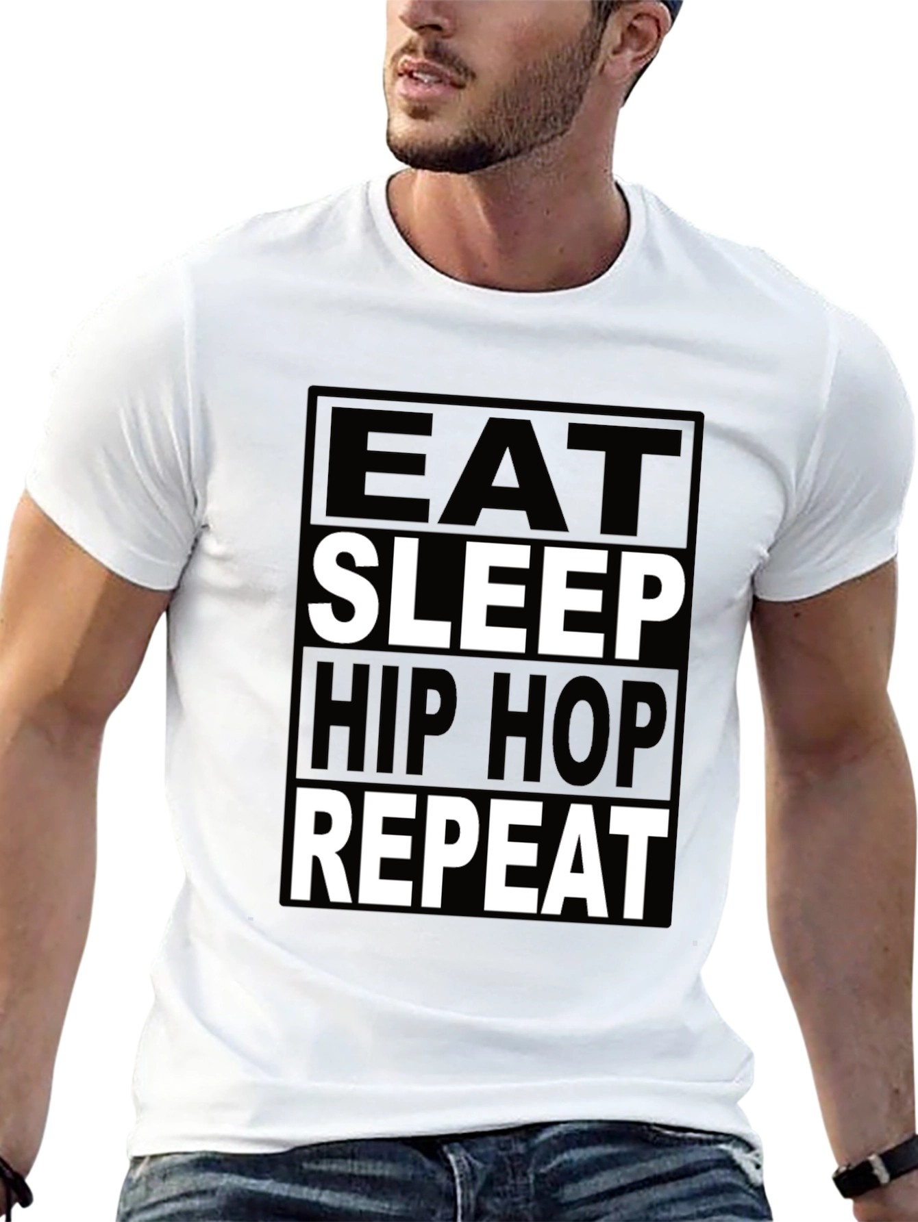 Eat Sleep Hip Hop Repeat Black Graphic Tee