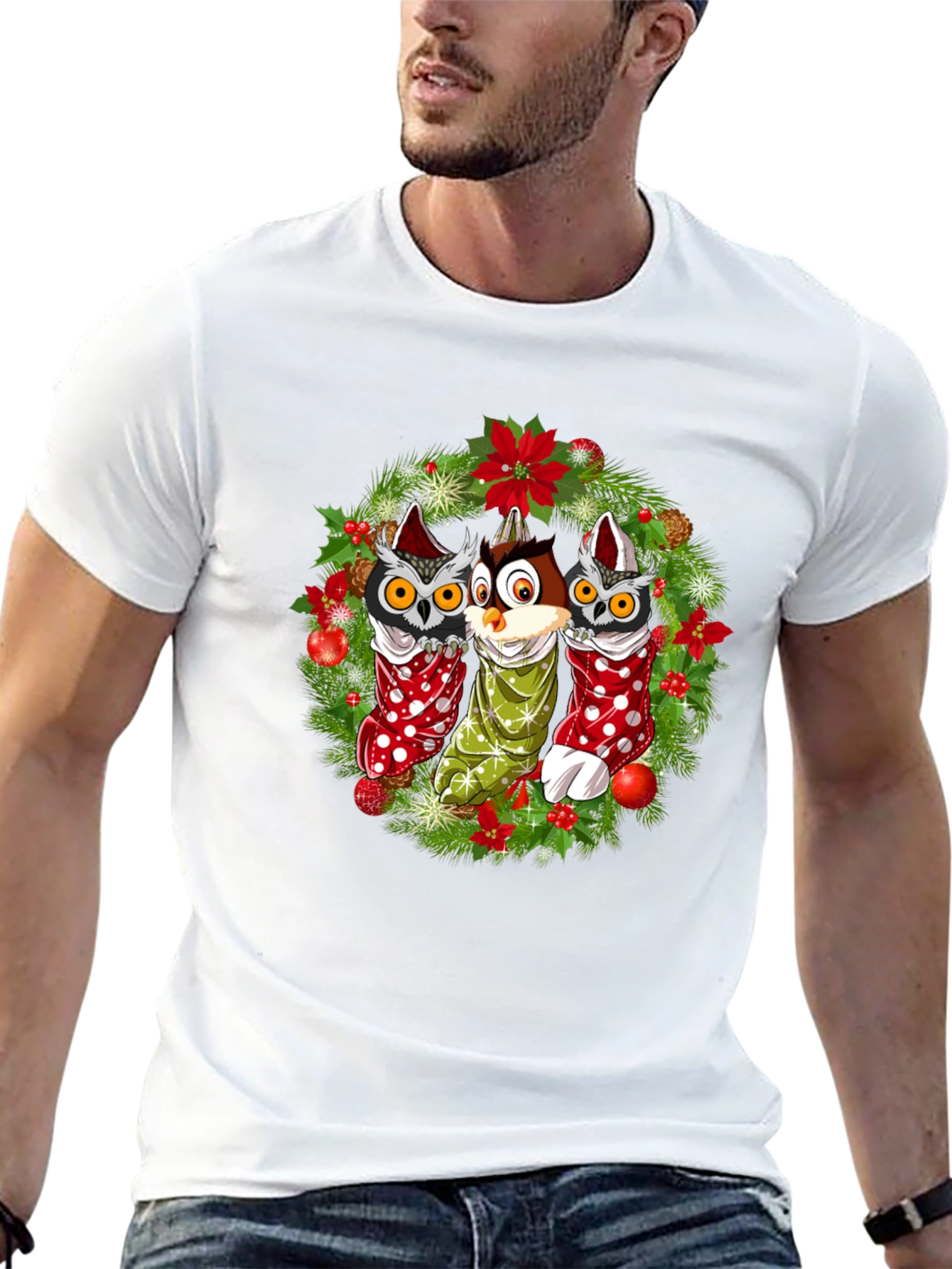 Christmas Owl T-Shirt Festive Holiday Design