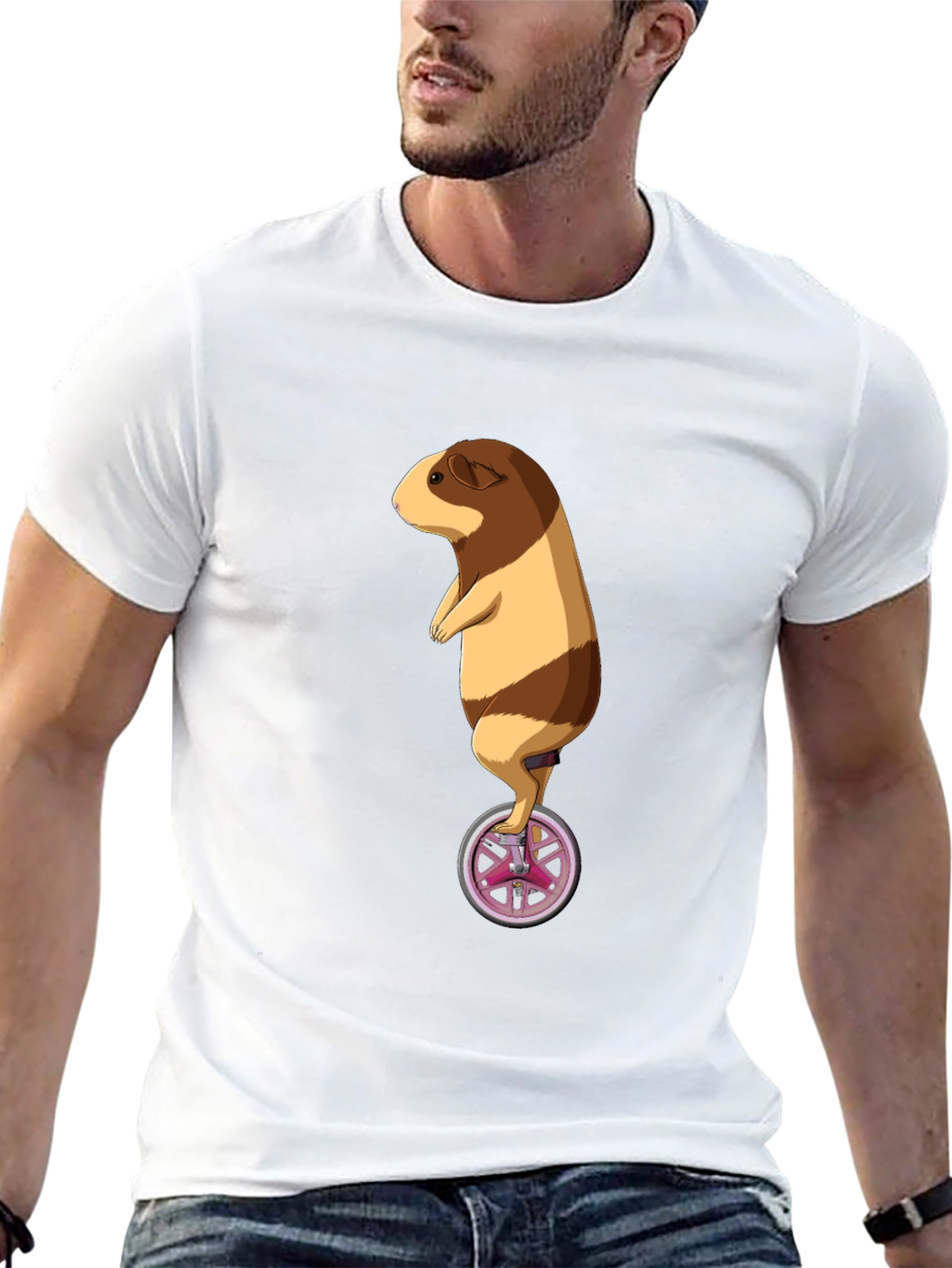 Guinea Pig Unicycle Black T-Shirt