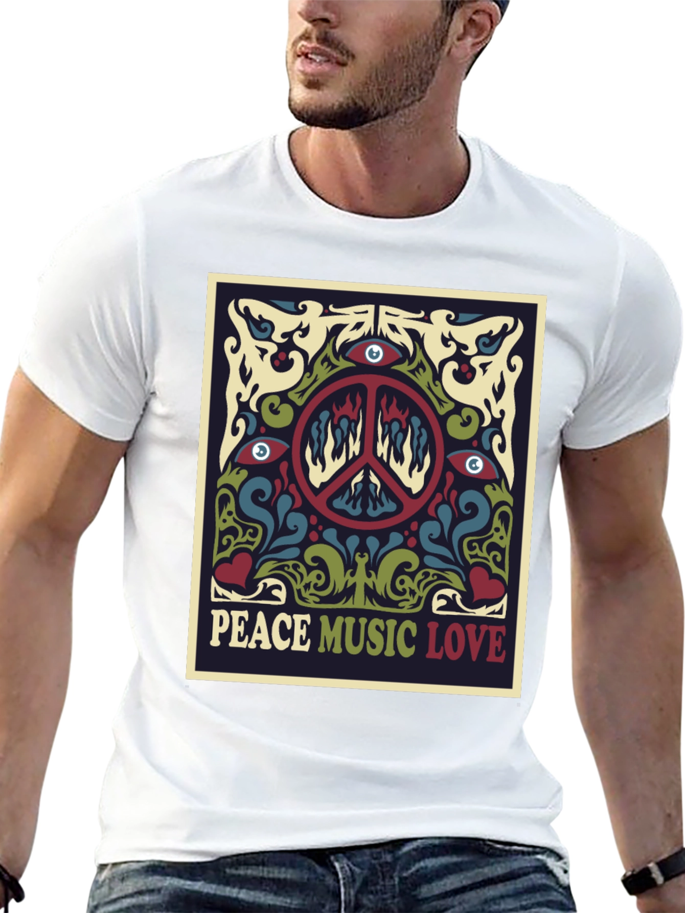 Retro Peace Music Love Graphic Tee