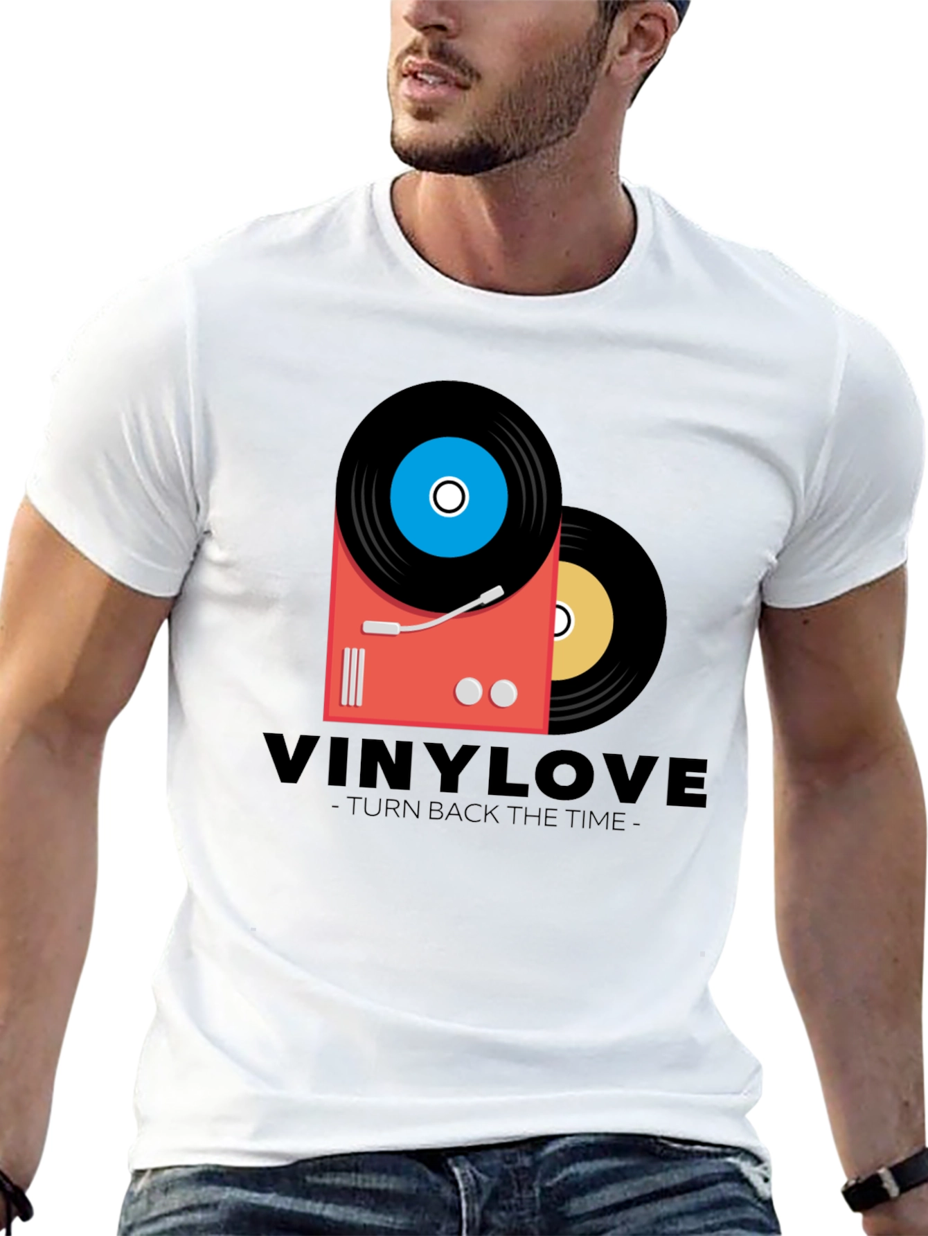 Vinyl Love Black T-Shirt - Retro Music Design
