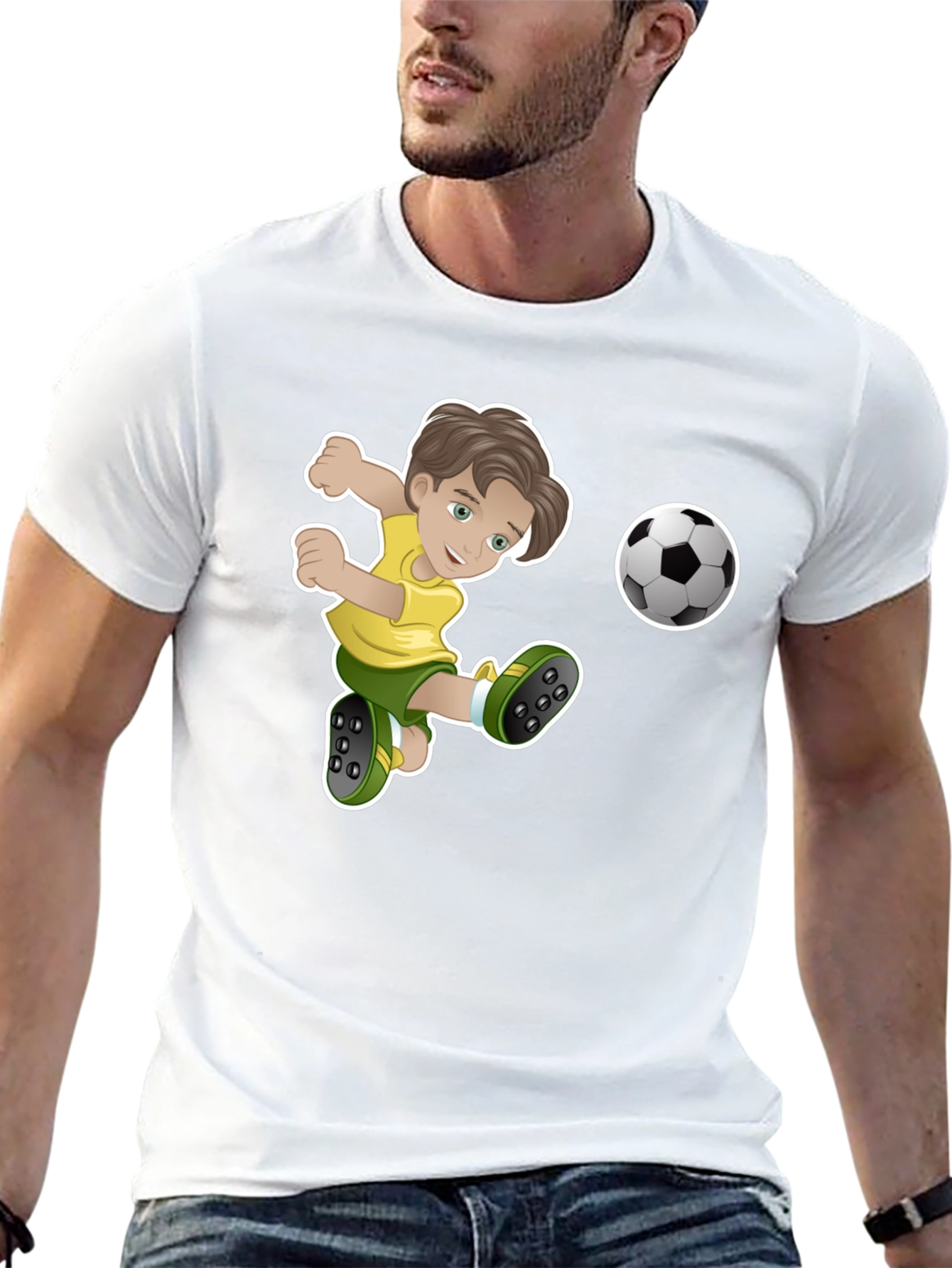 Boy Soccer Player Black Graphic T-Shirt